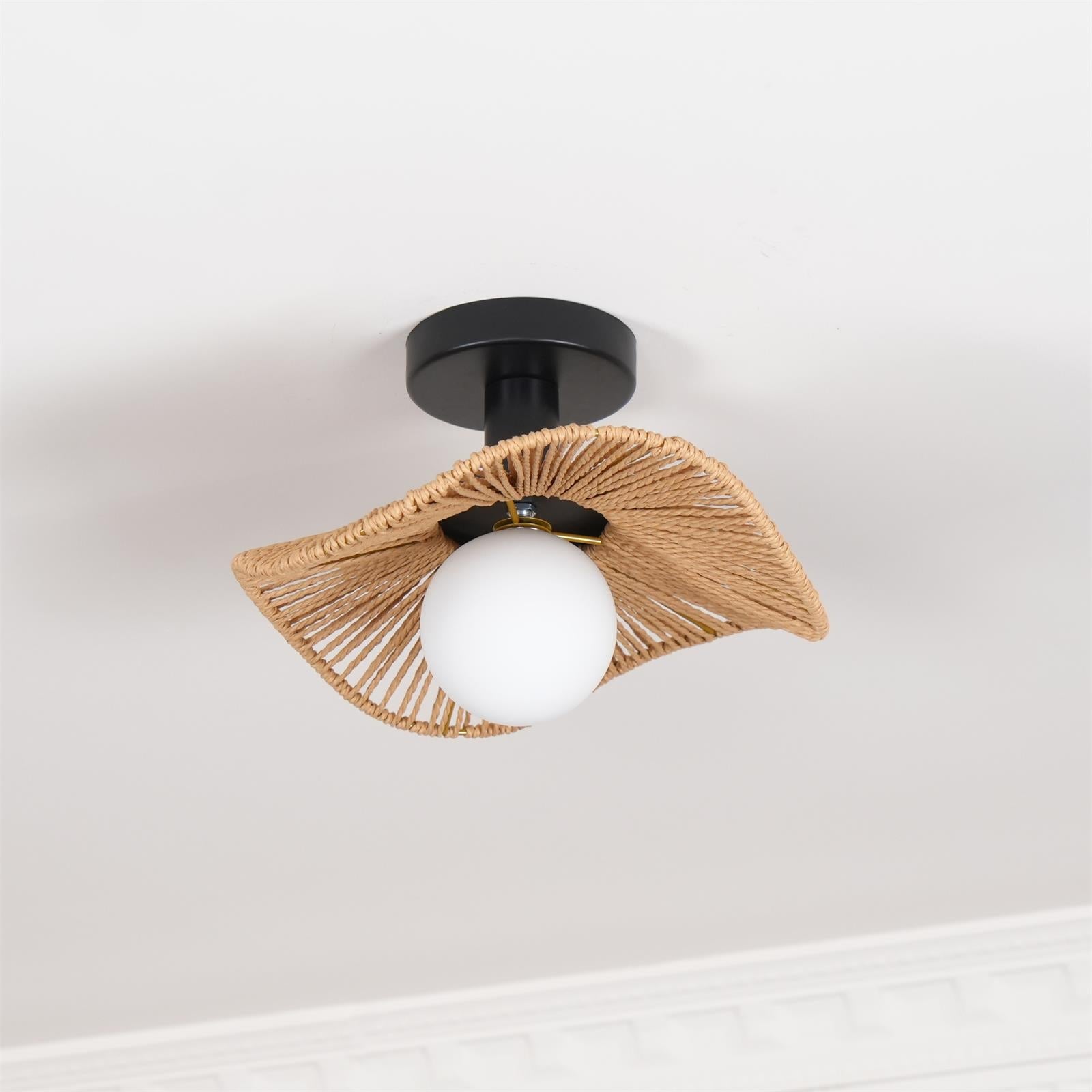 Fynora Woven Semi Flush Ceiling Light