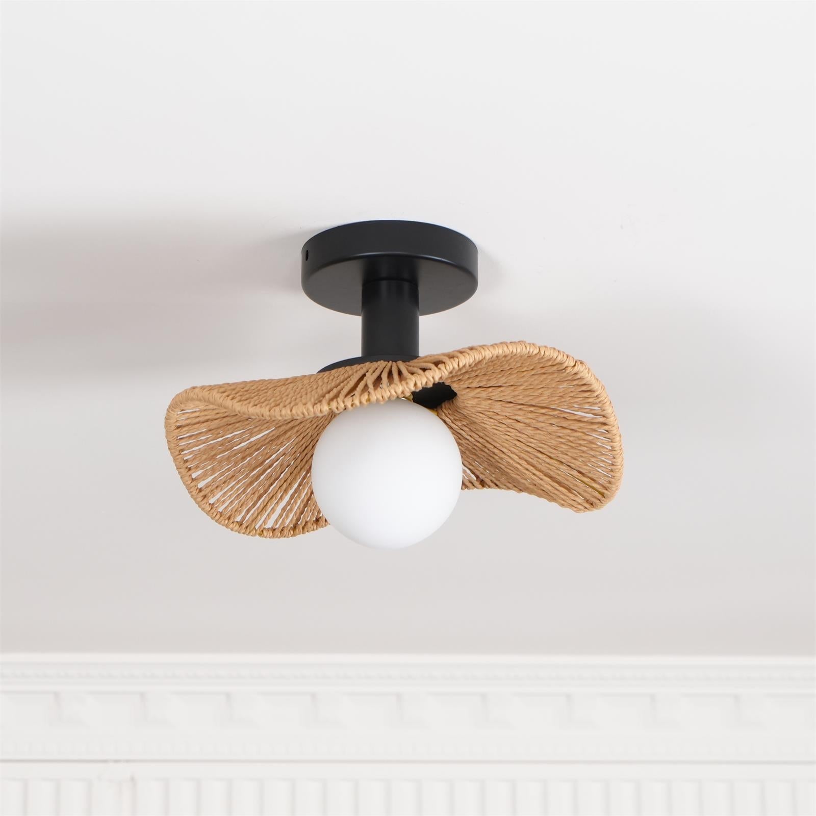 Fynora Woven Semi Flush Ceiling Light