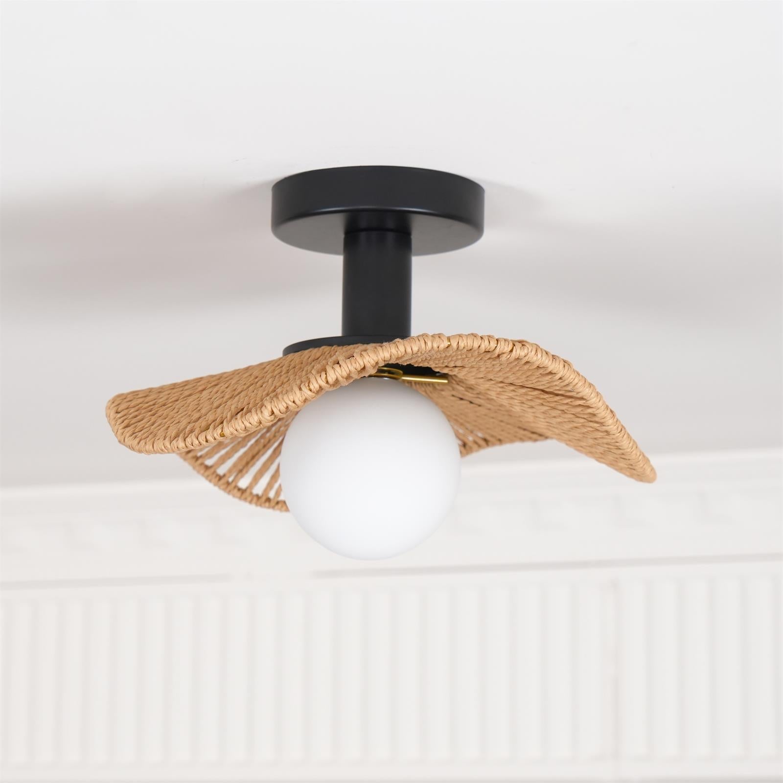 Fynora Woven Semi Flush Ceiling Light