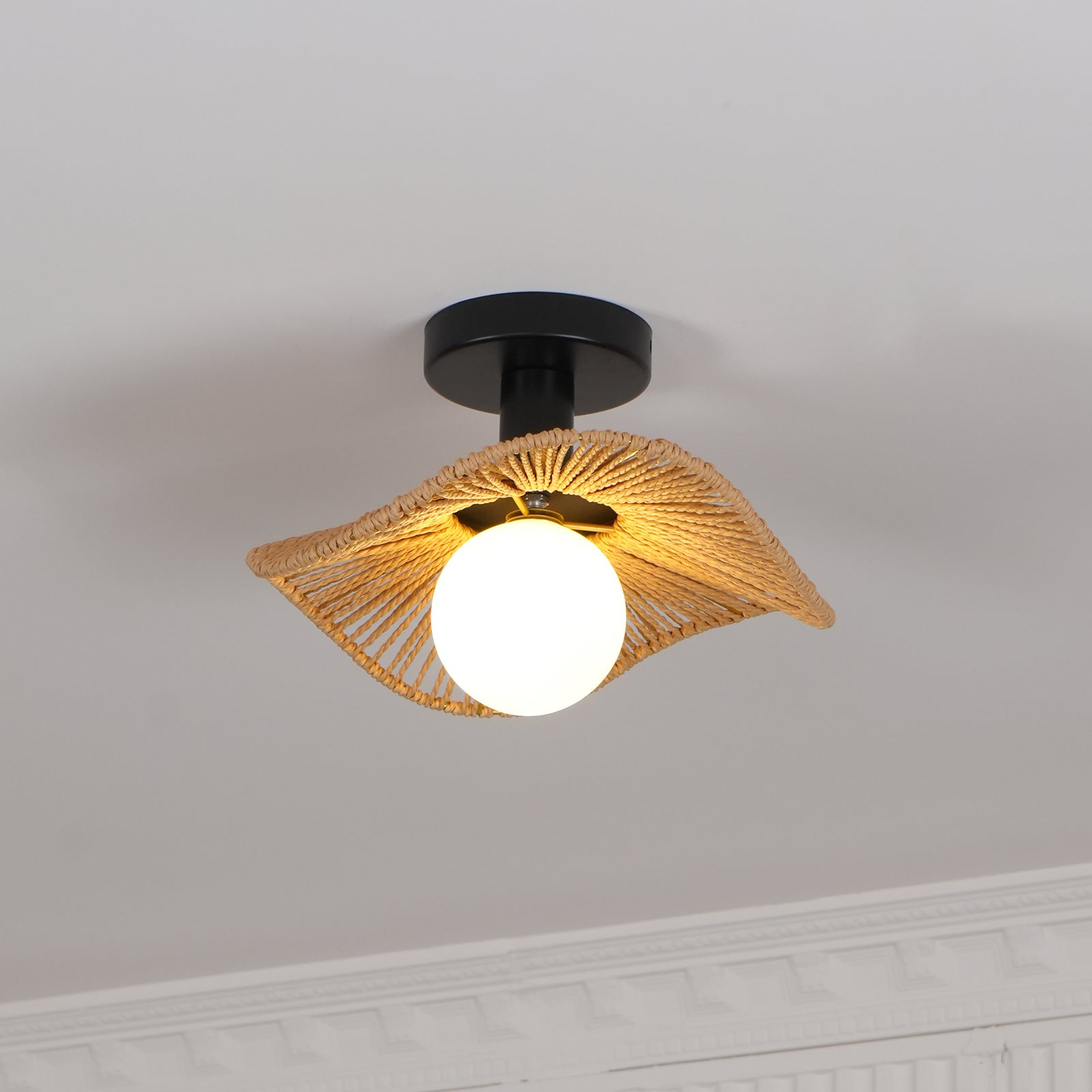 Fynora Woven Semi Flush Ceiling Light