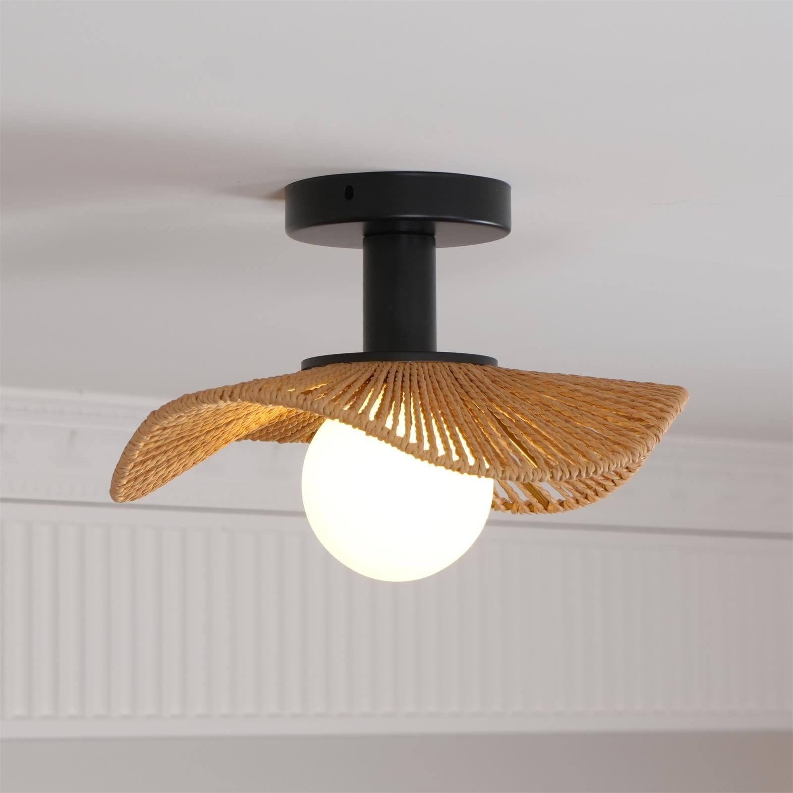 Fynora Woven Semi Flush Ceiling Light