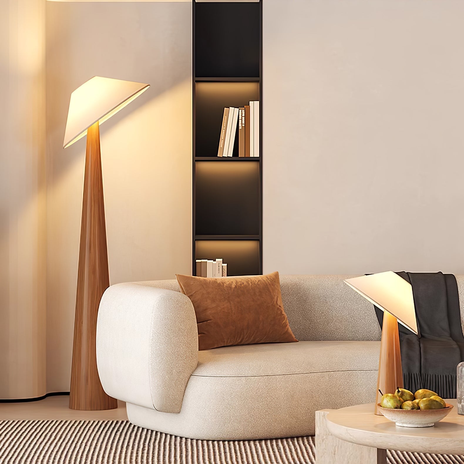 Vosile Sculptural Wood Table Lamp-Neutral Decor