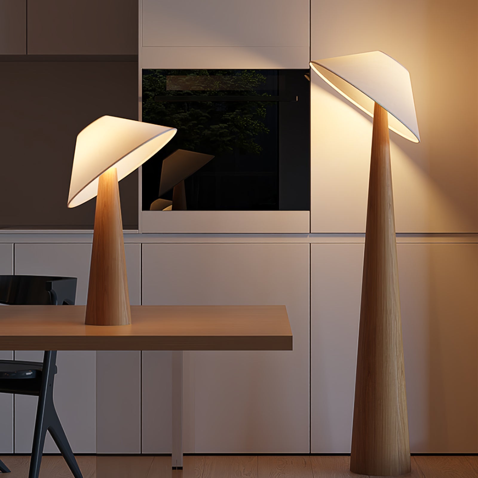 Vosile Sculptural Wood Table Lamp-Neutral Decor