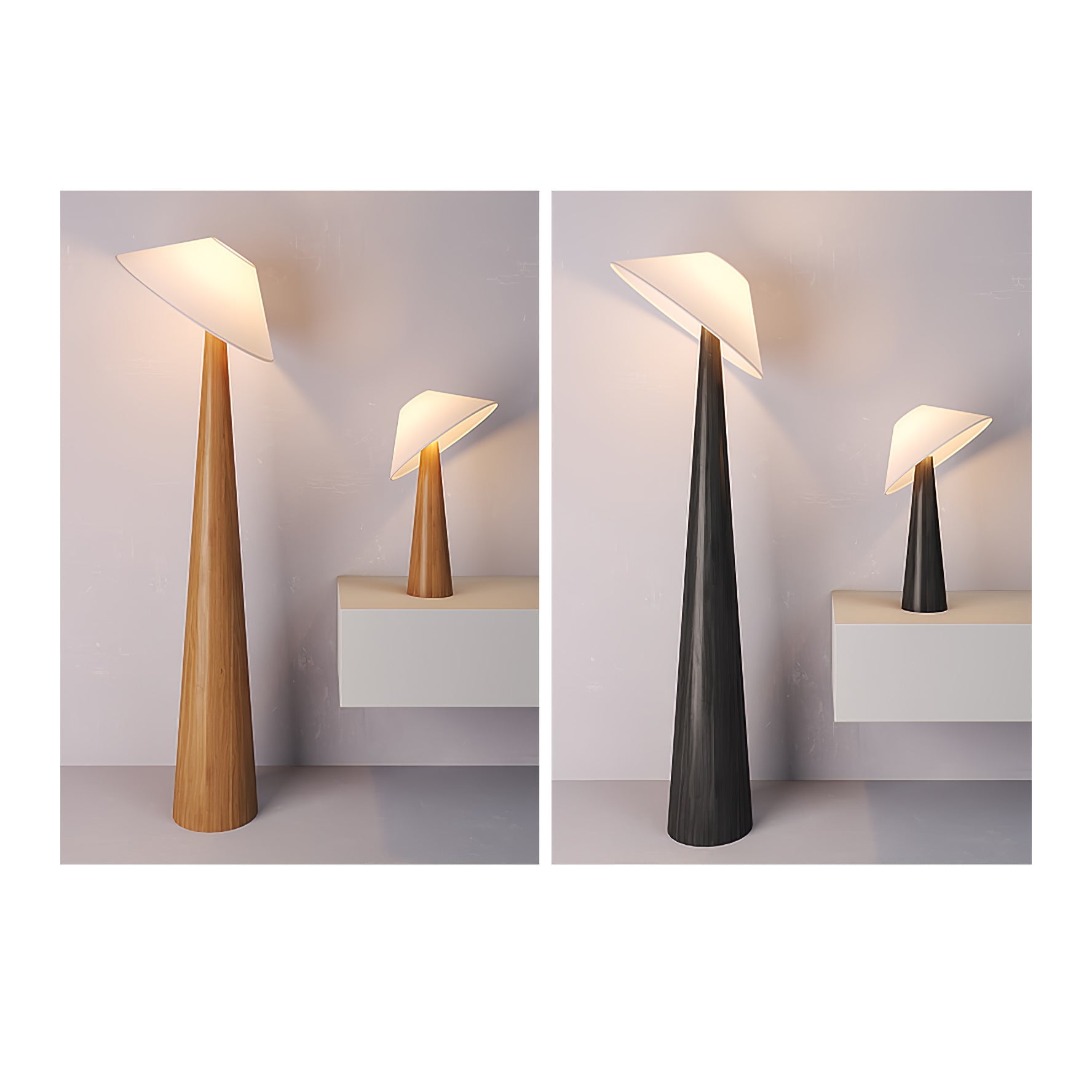 Apex Wooden Tapered Floor Lamp-Neutral Decor