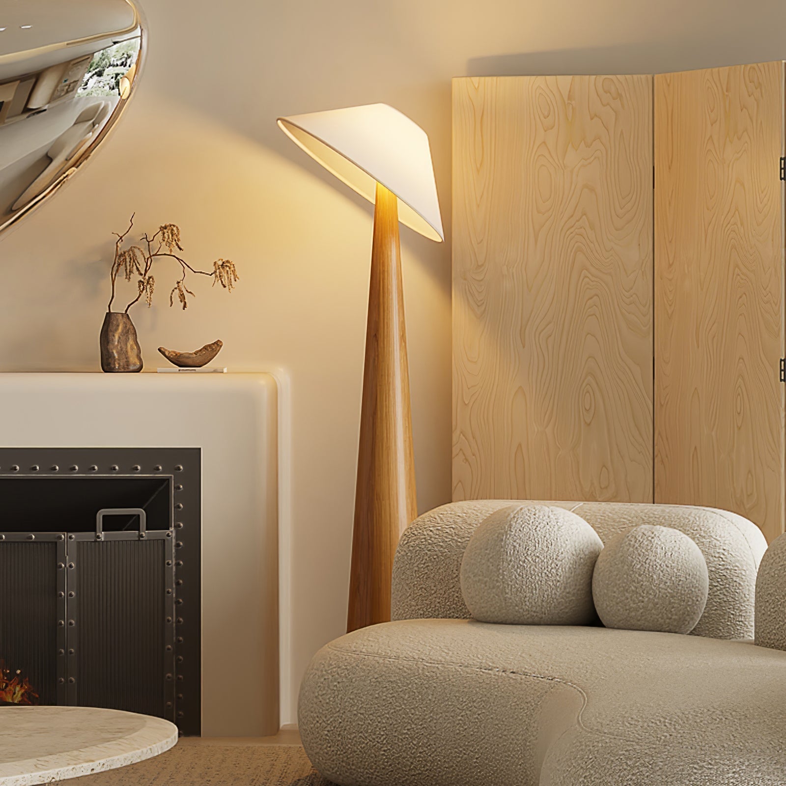 Apex Wooden Tapered Floor Lamp-Neutral Decor