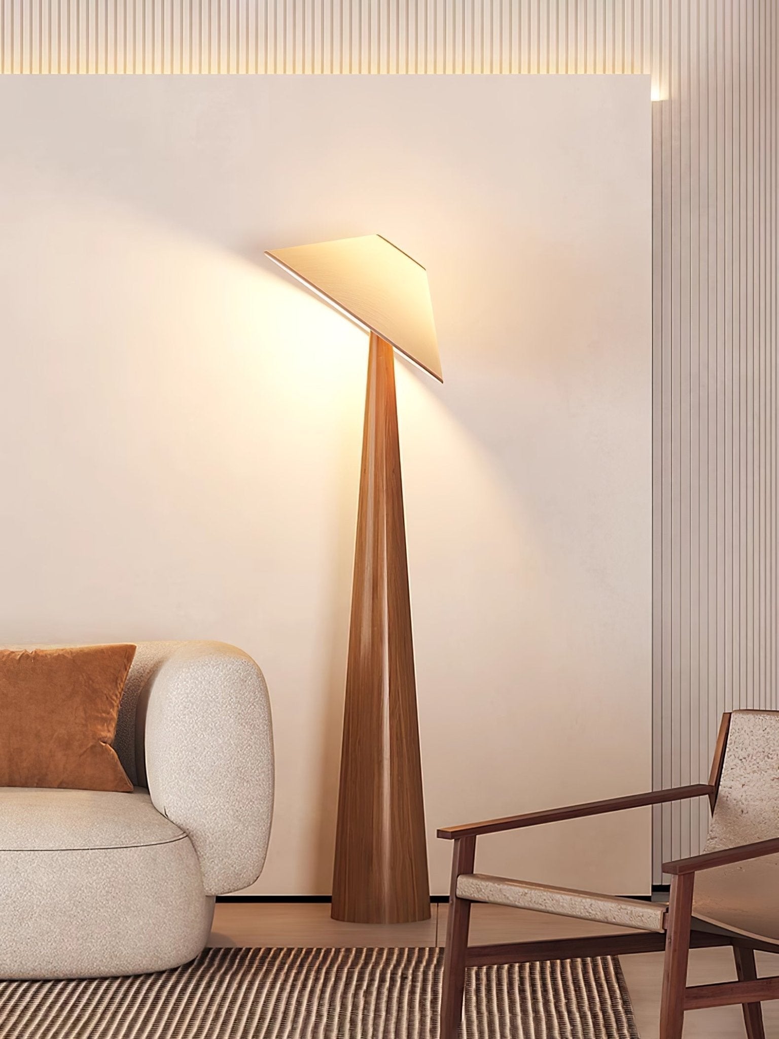 Apex Wooden Tapered Floor Lamp-Neutral Decor