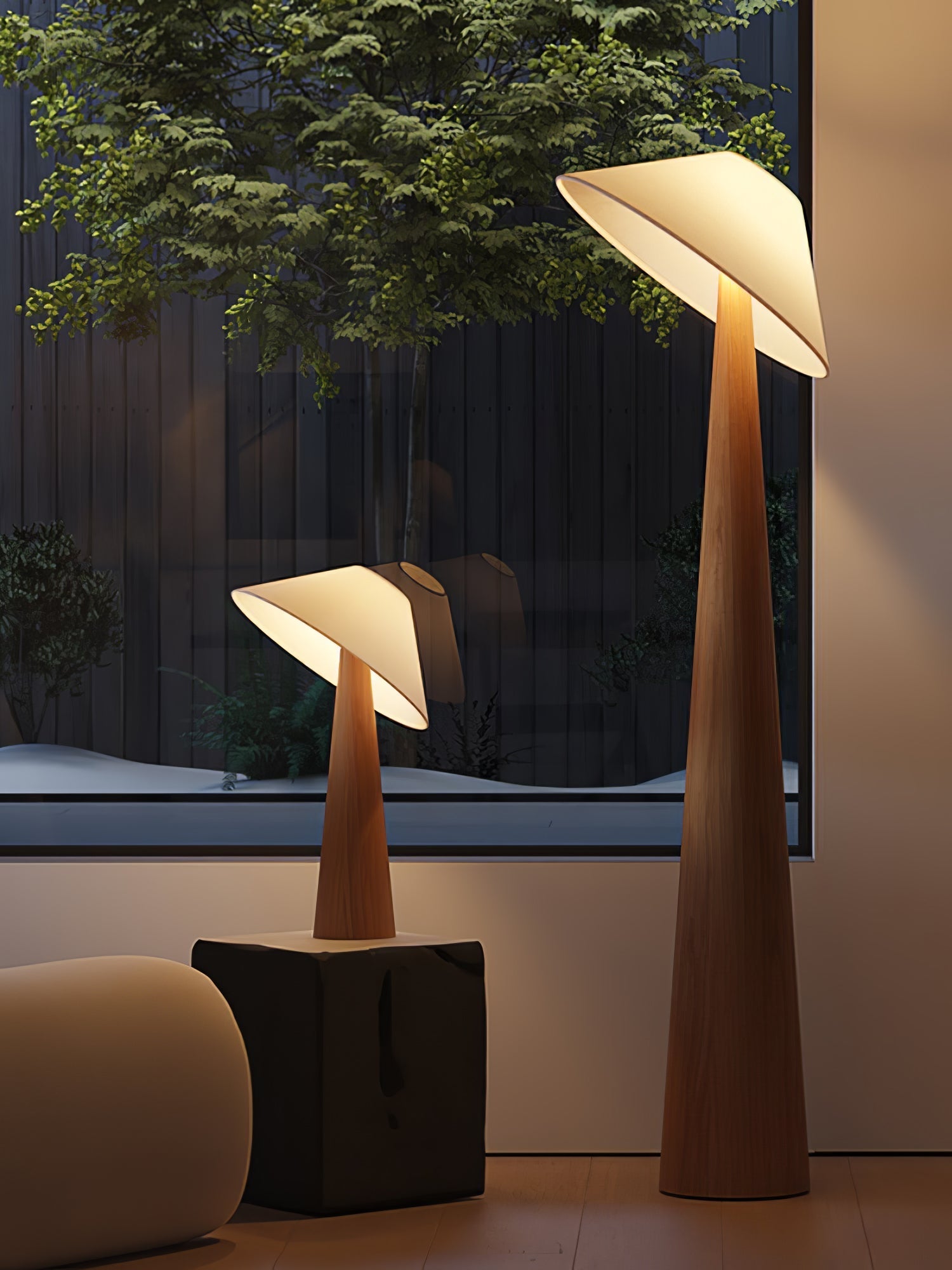 Vosile Sculptural Wood Table Lamp-Neutral Decor