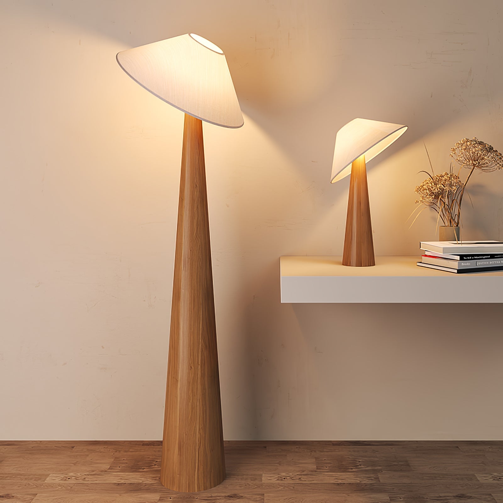 Vosile Sculptural Wood Table Lamp-Neutral Decor