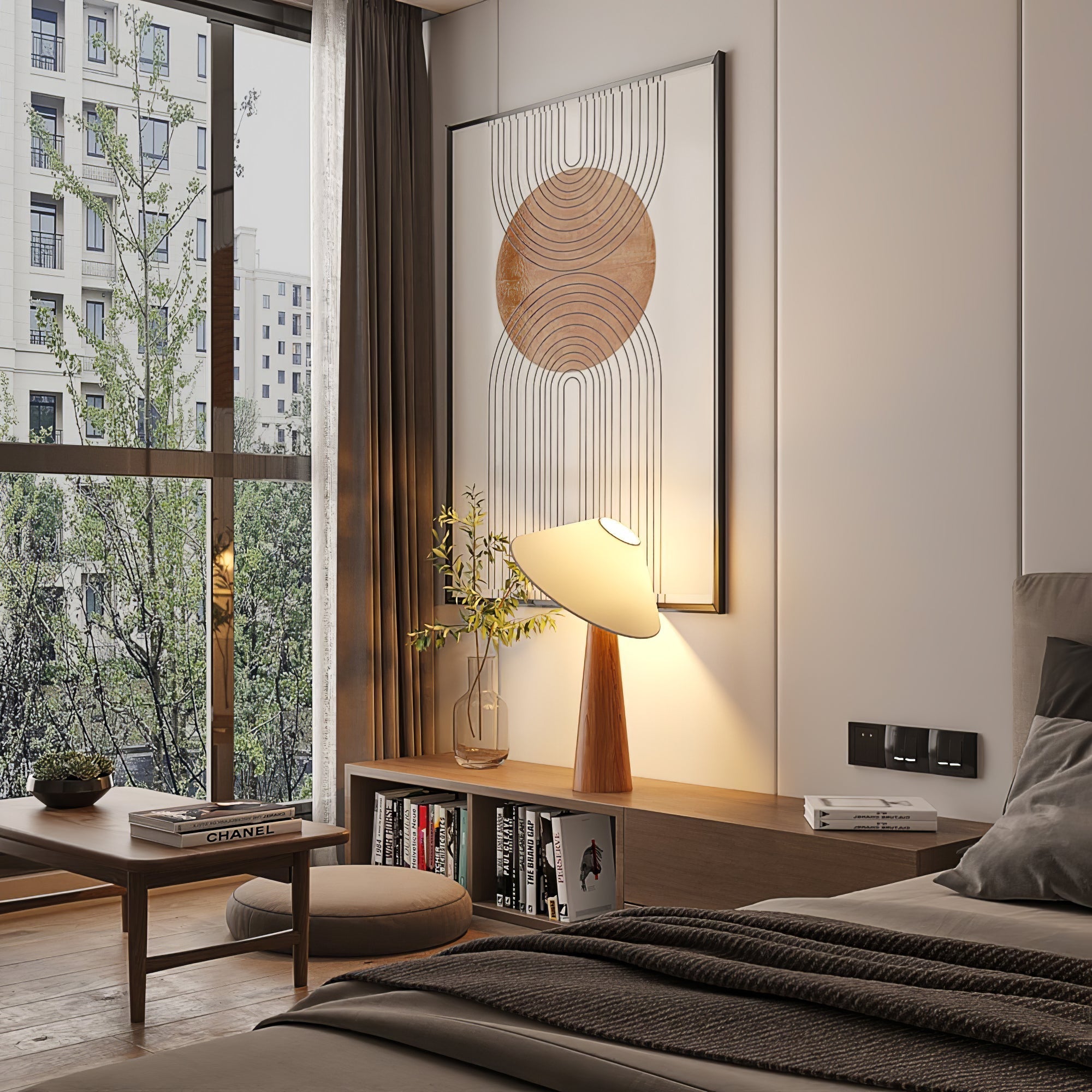 Vosile Sculptural Wood Table Lamp-Neutral Decor