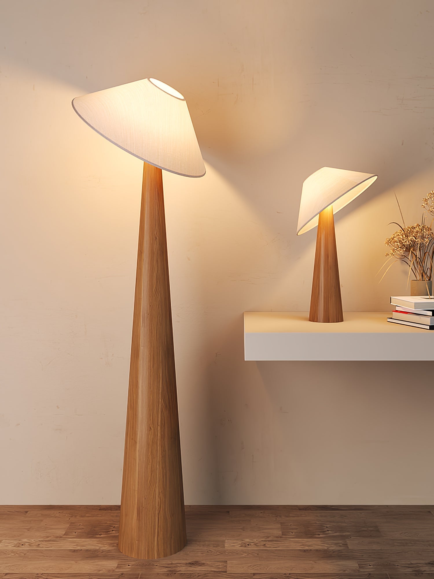 Vosile Sculptural Wood Table Lamp-Neutral Decor