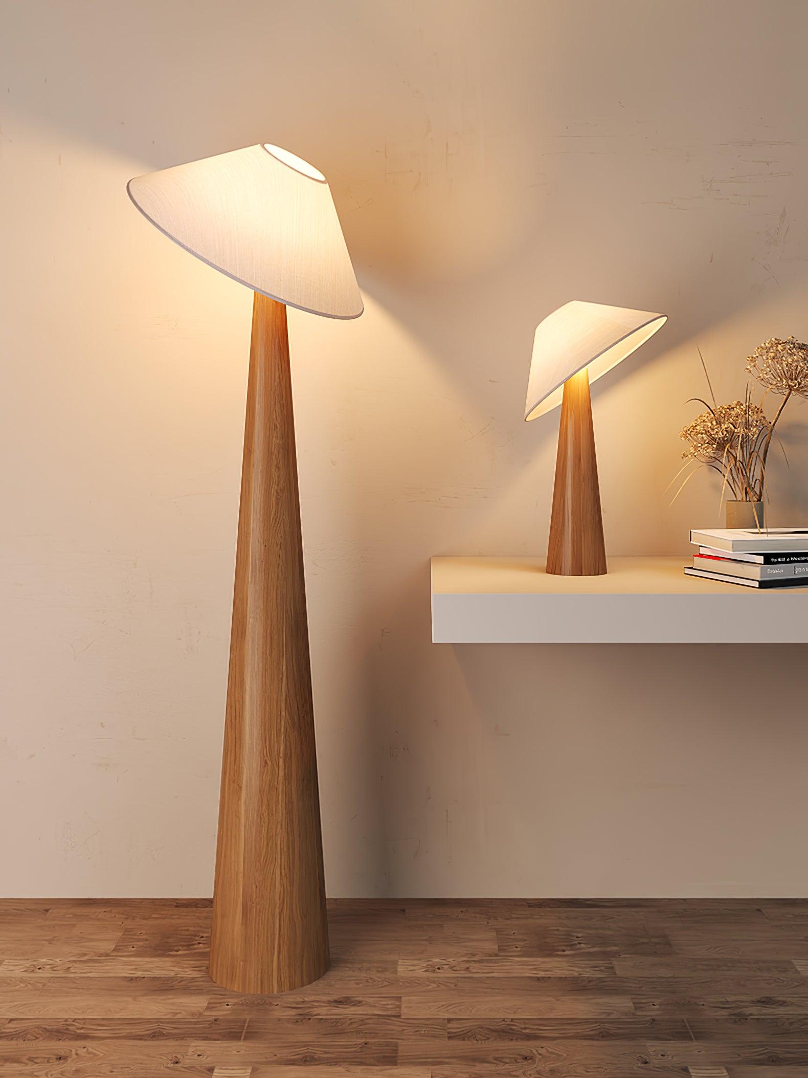 Apex Wooden Tapered Floor Lamp-Neutral Decor