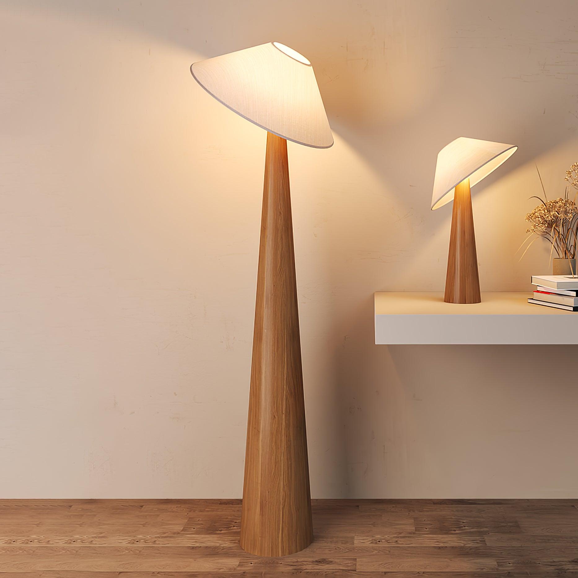 Apex Wooden Tapered Floor Lamp-Neutral Decor