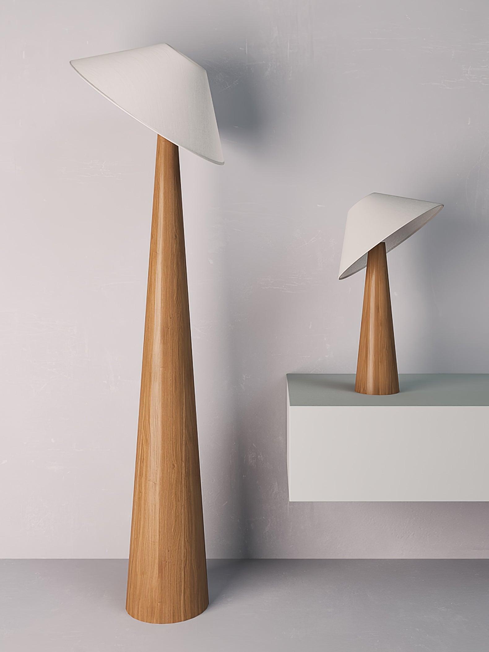Apex Wooden Tapered Floor Lamp-Neutral Decor