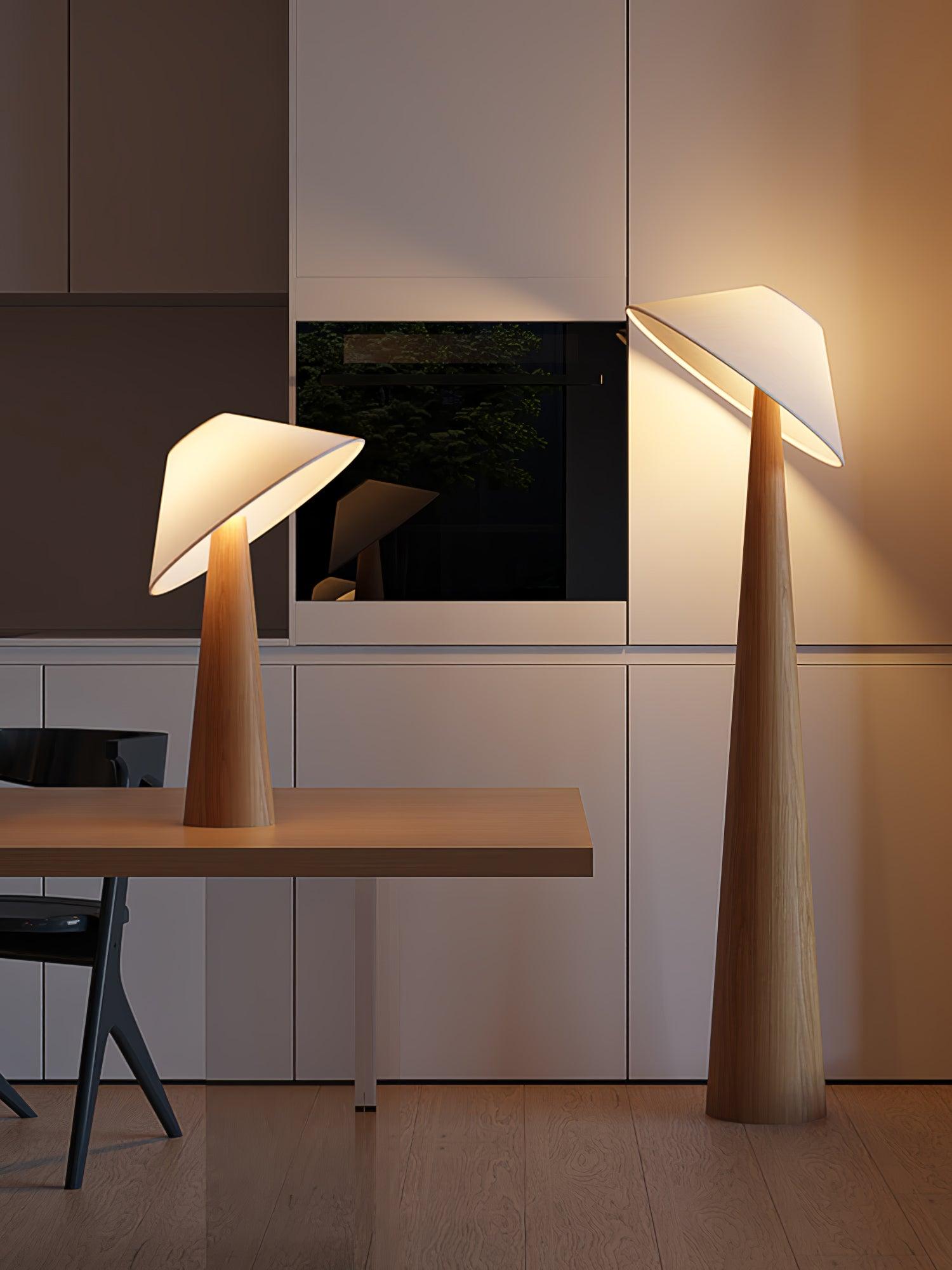 Apex Wooden Tapered Floor Lamp-Neutral Decor