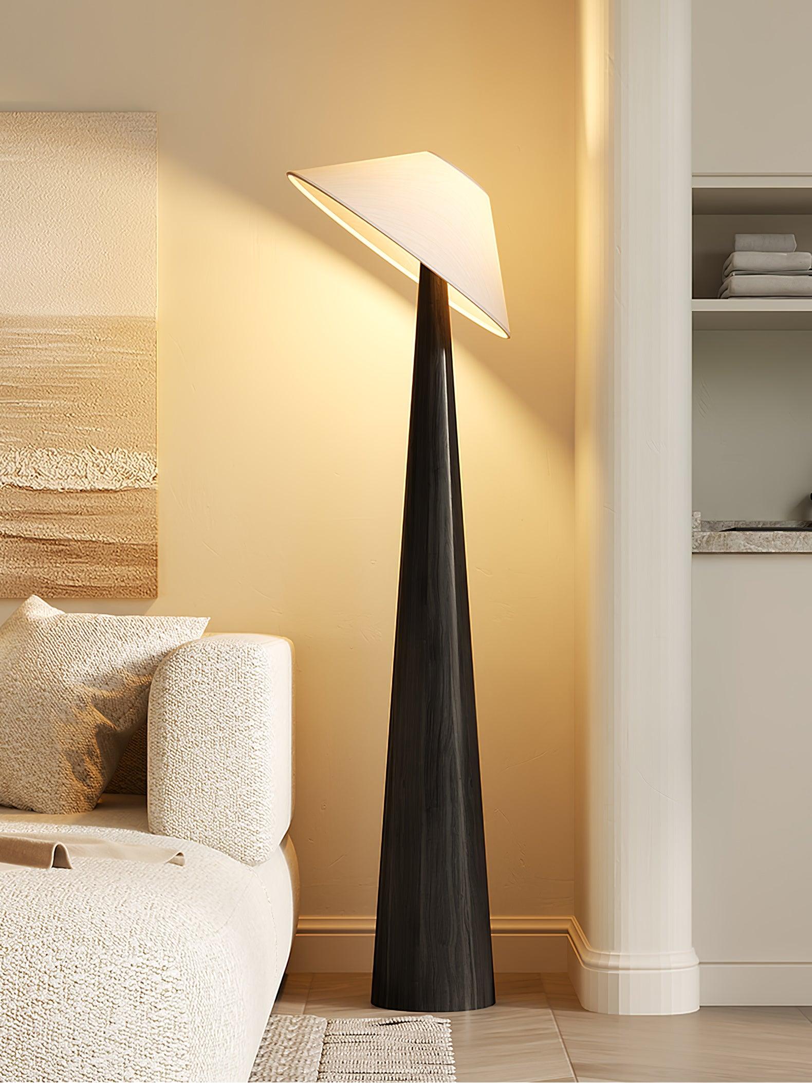 Apex Wooden Tapered Floor Lamp-Neutral Decor