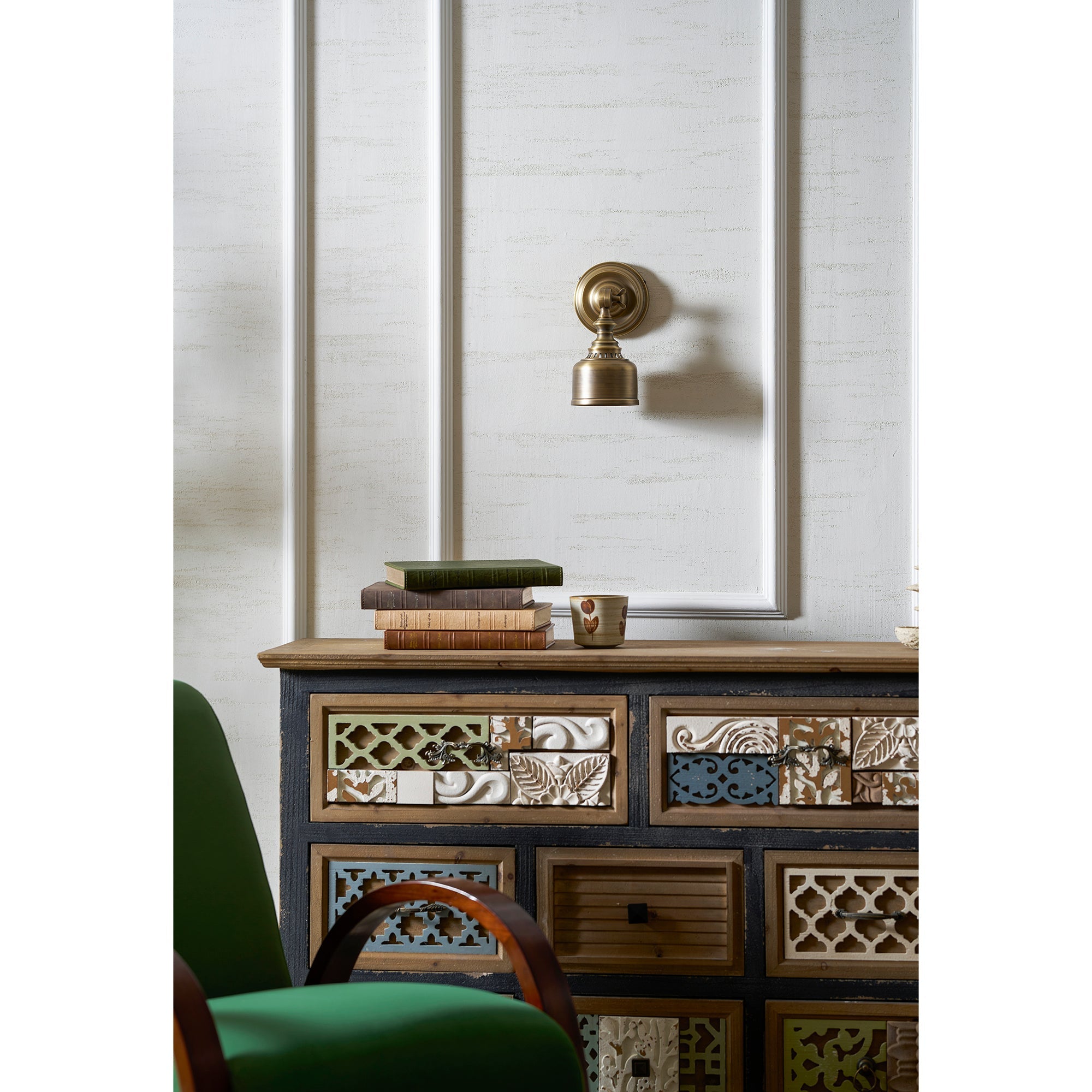 The lamp in a workshop-style interior setting.