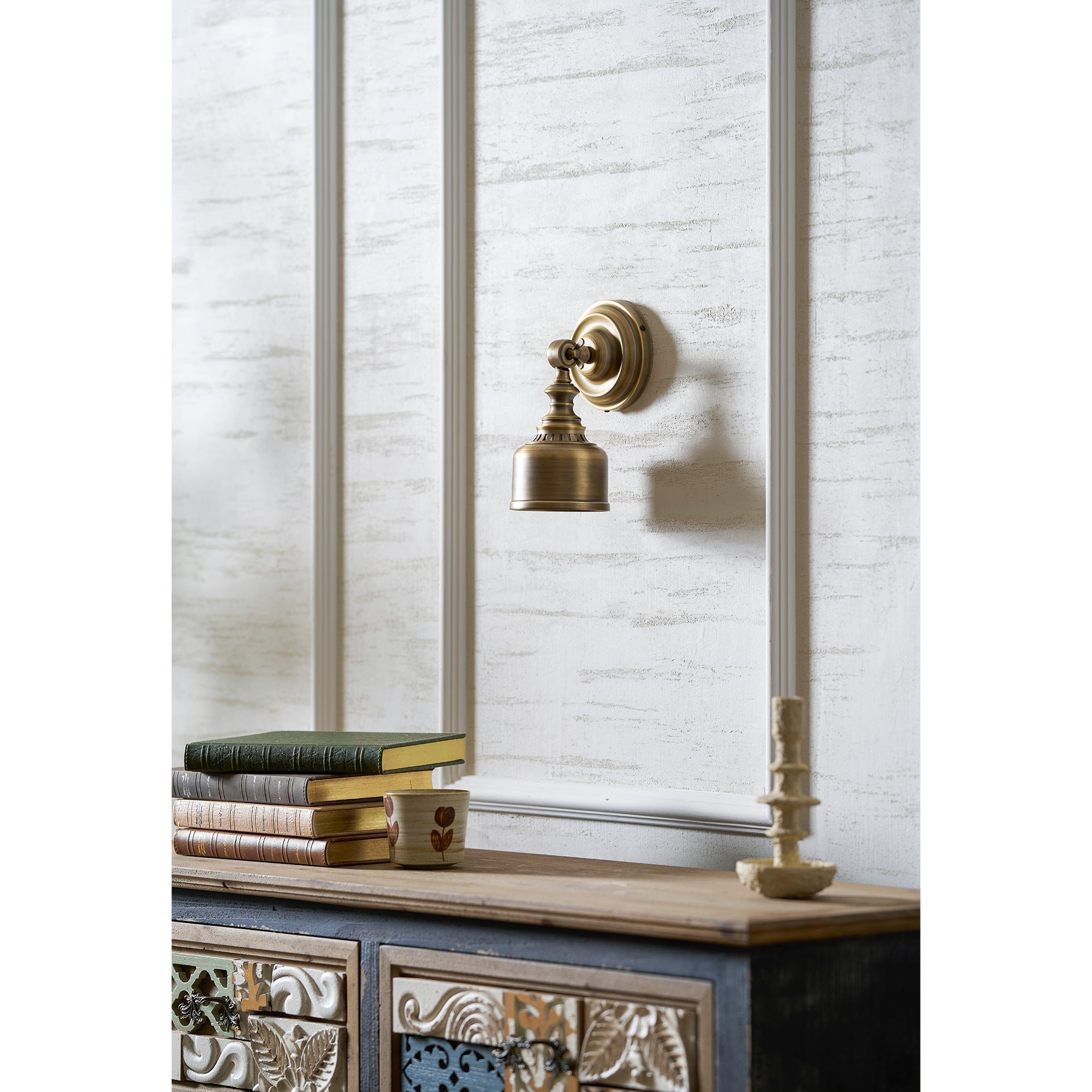 The lamp in an industrial-themed room with exposed brick.