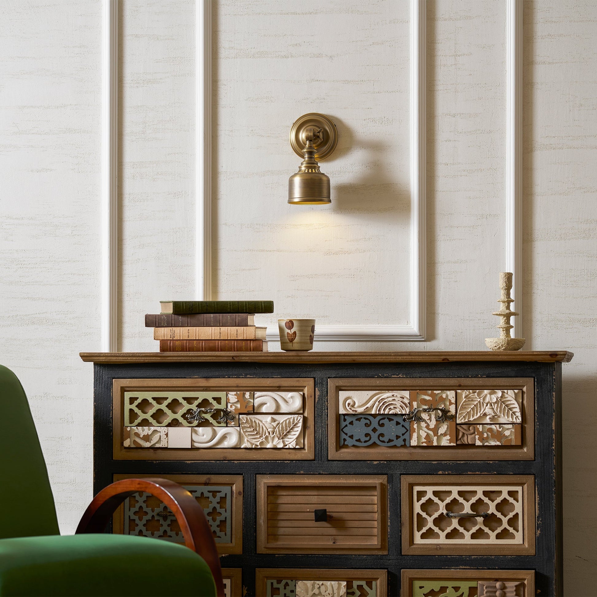Timarron Wall Lamp installed as a bedside reading light.
