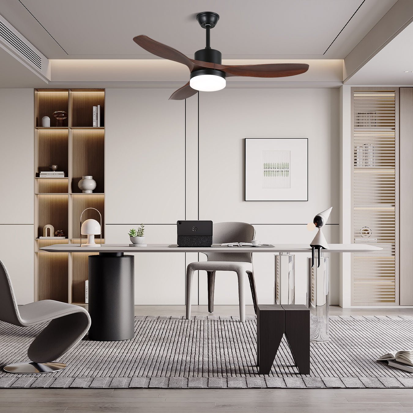 Darian Minimalist Wood Ceiling Fan Light-Neutral Decor