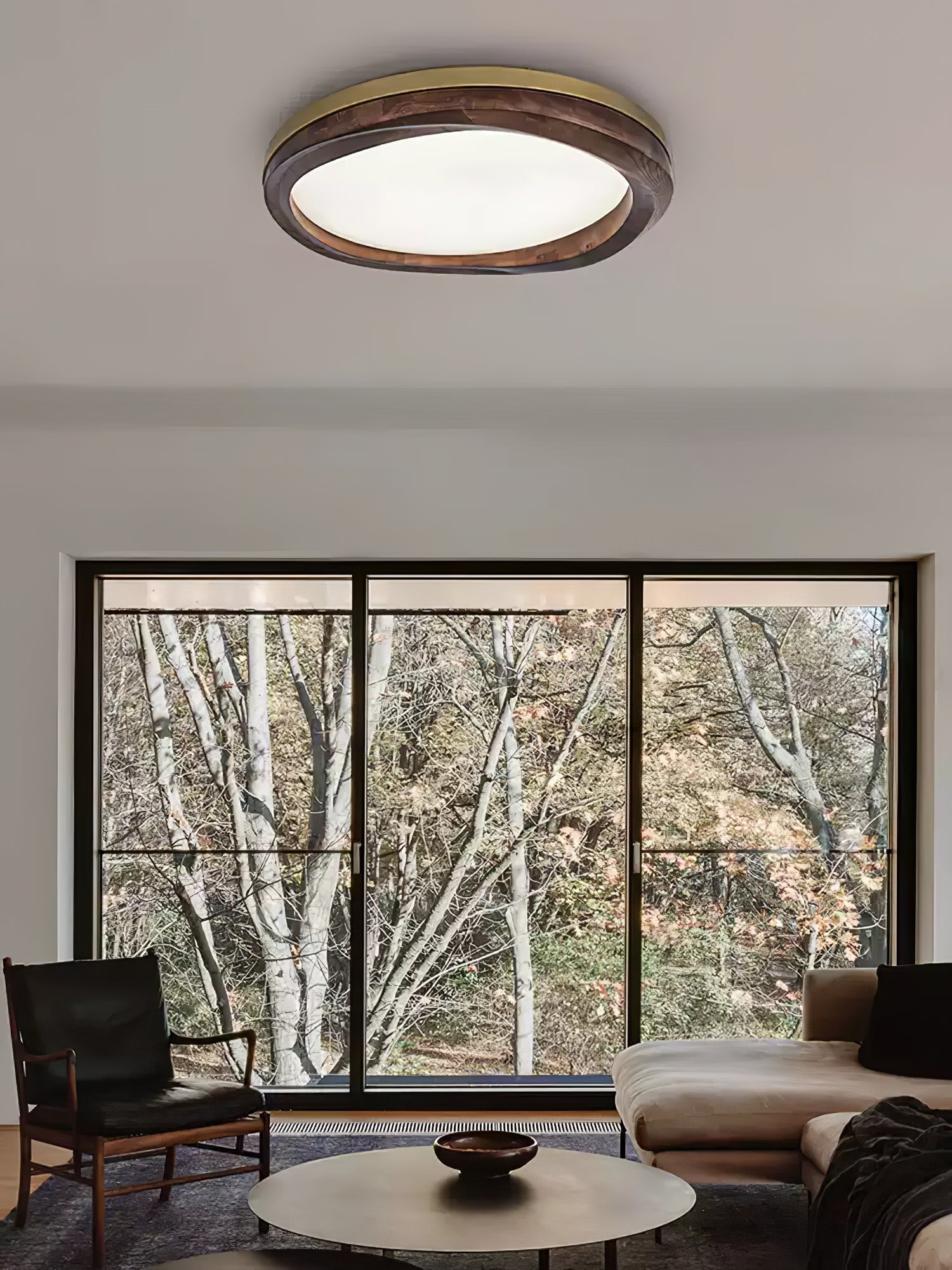 Artalis Walnut Wood Flush Mount-Neutral Decor