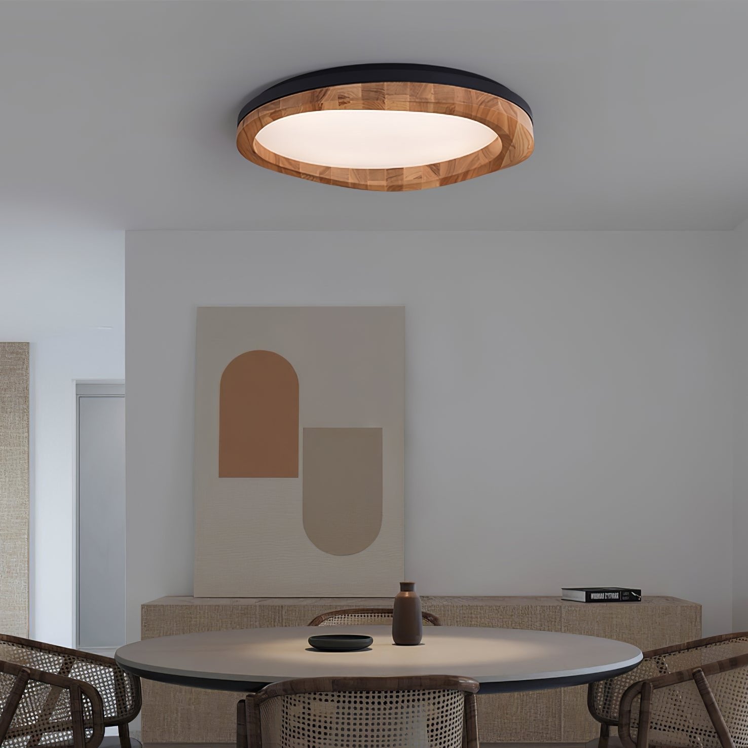 Artalis Walnut Wood Flush Mount-Neutral Decor