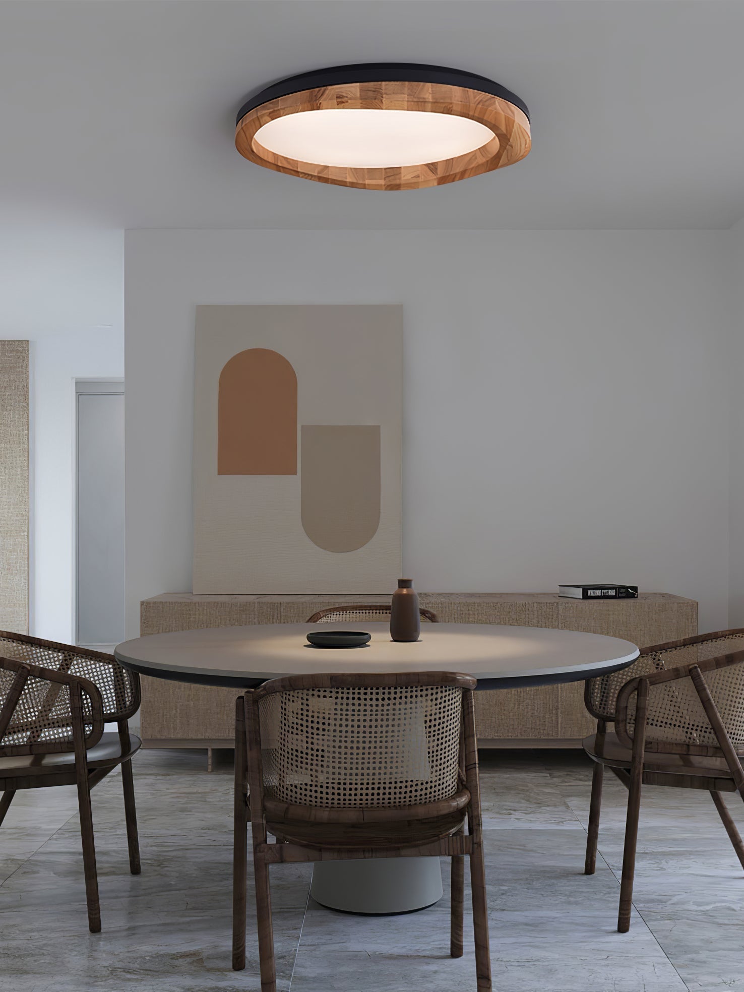 Artalis Walnut Wood Flush Mount-Neutral Decor