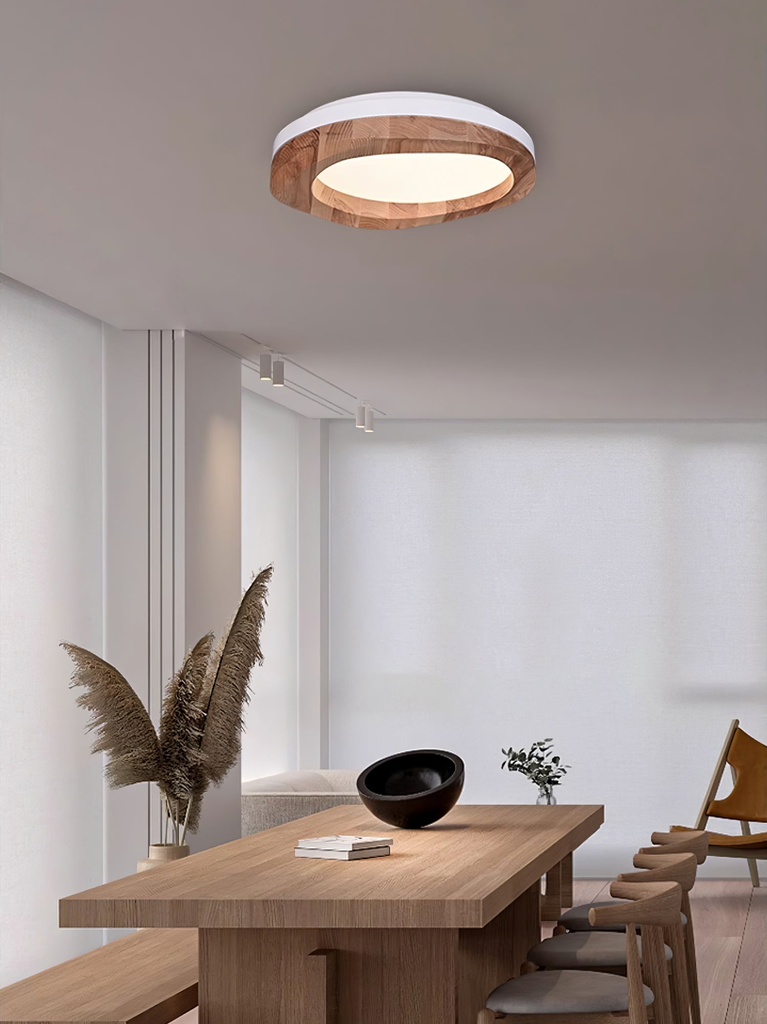 Artalis Walnut Wood Flush Mount-Neutral Decor