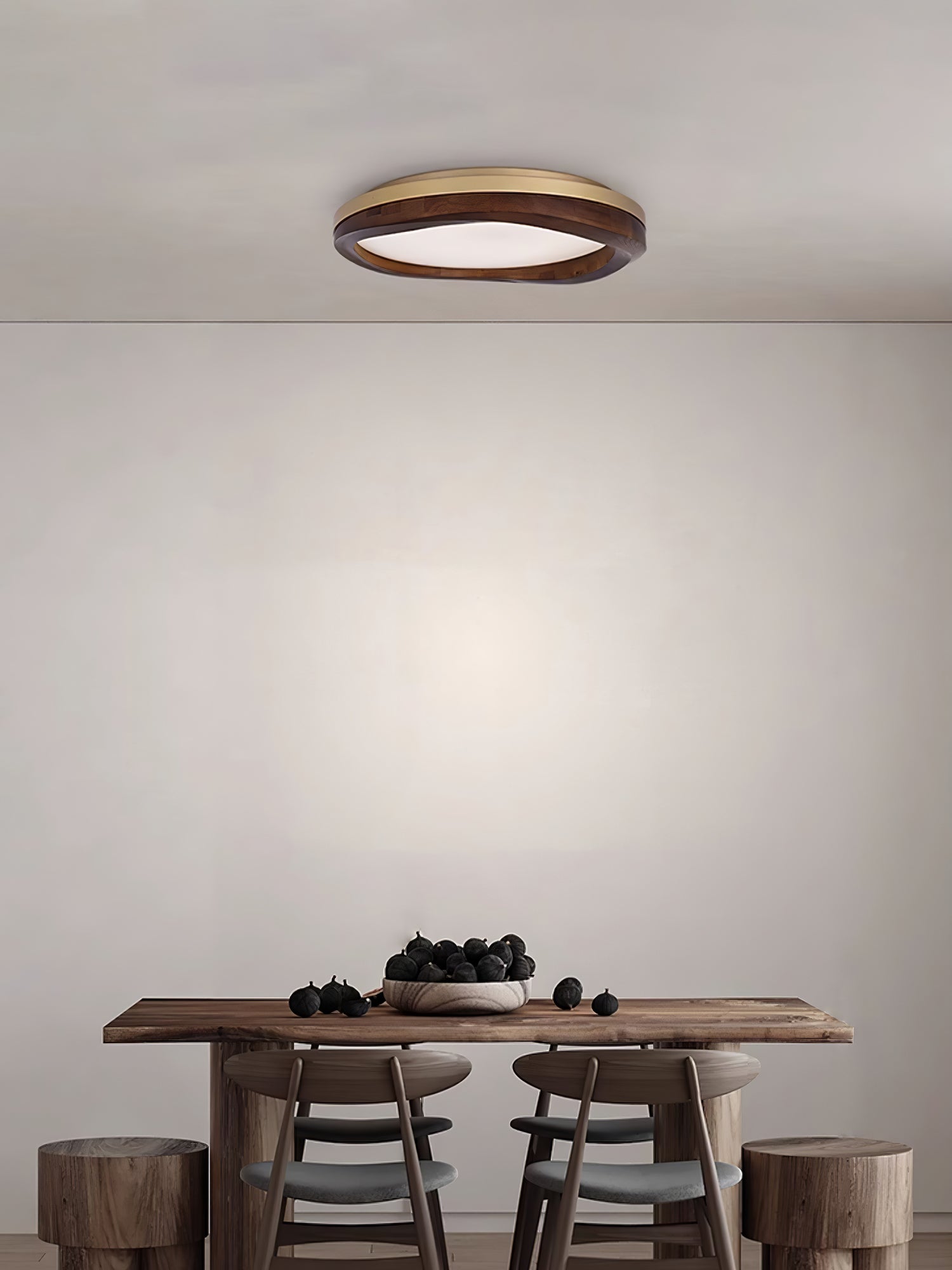 Artalis Walnut Wood Flush Mount-Neutral Decor