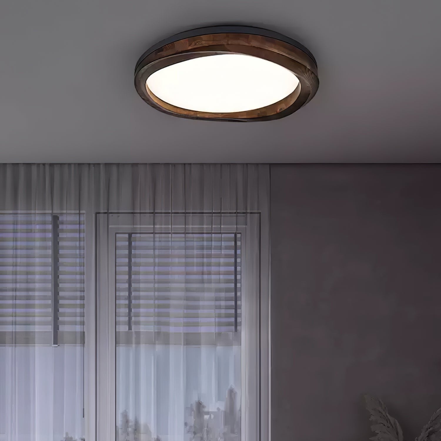 Artalis Walnut Wood Flush Mount-Neutral Decor