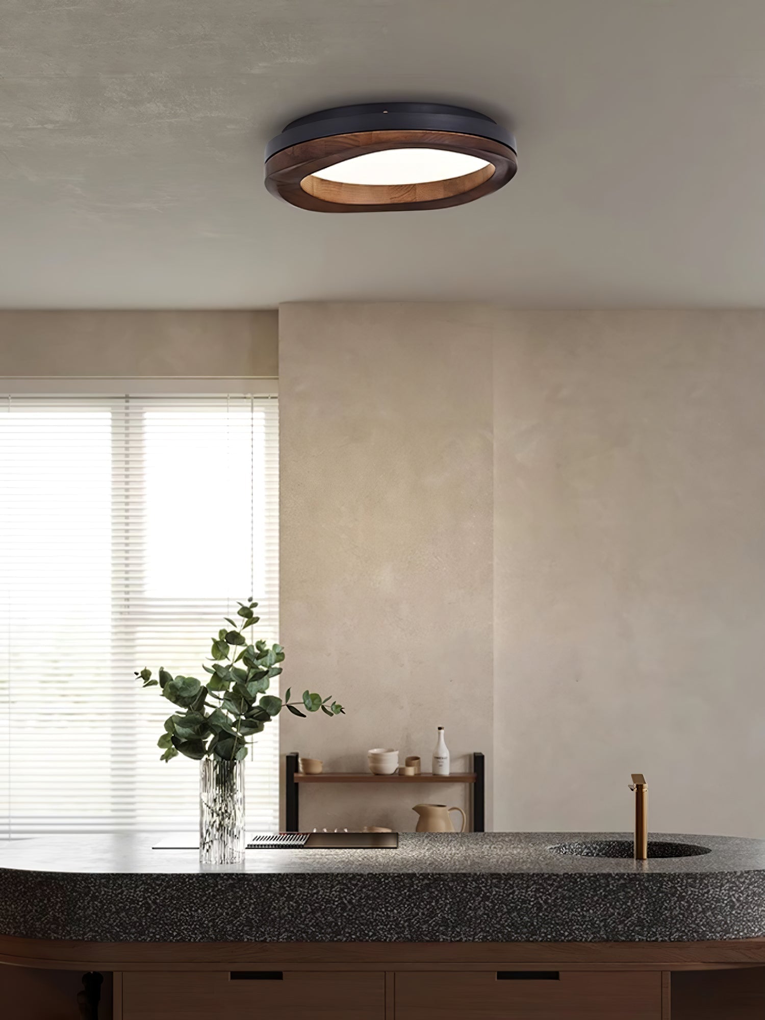 Artalis Walnut Wood Flush Mount-Neutral Decor
