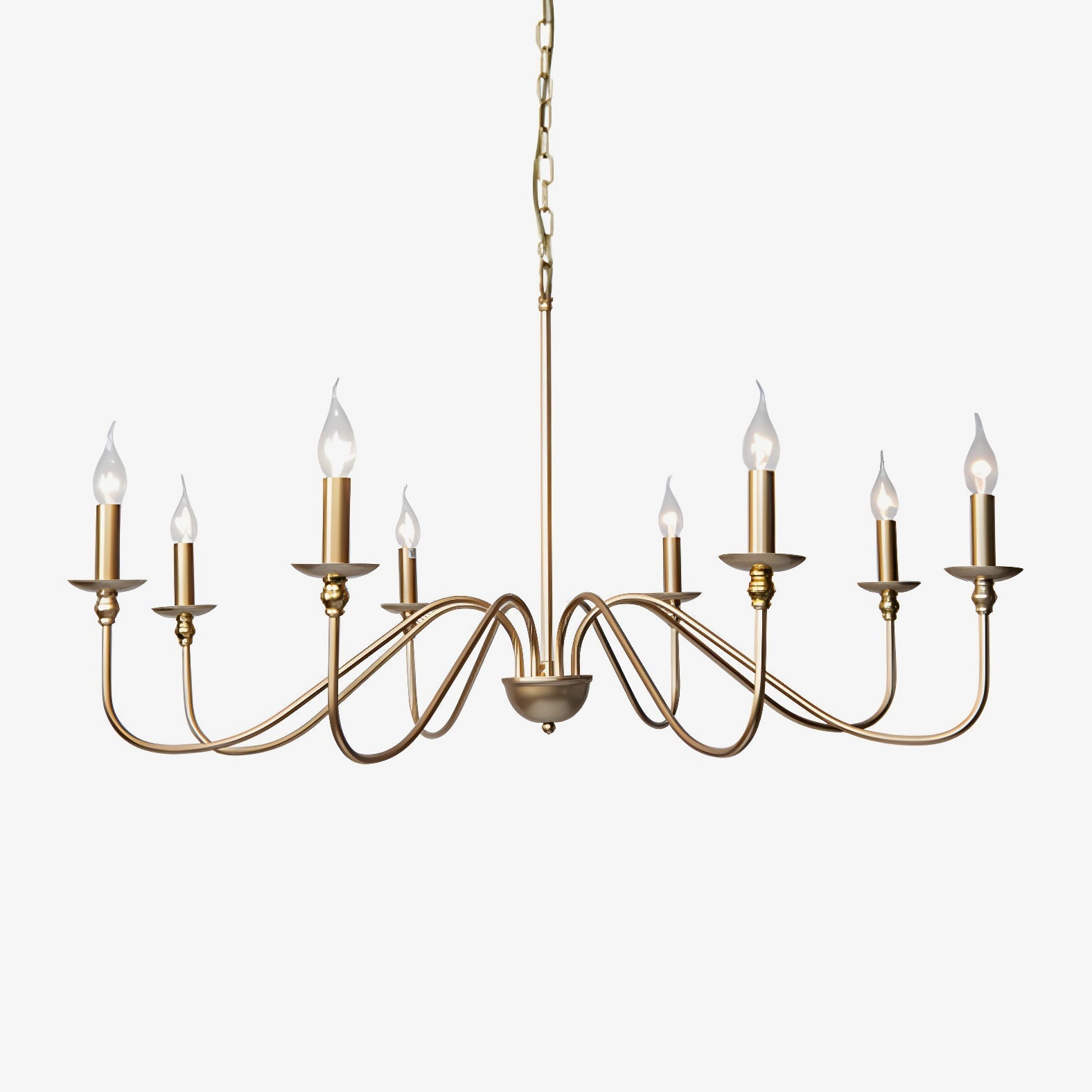 Lustra Chandelier Gold Candle Curved Arms-Neutral Decor
