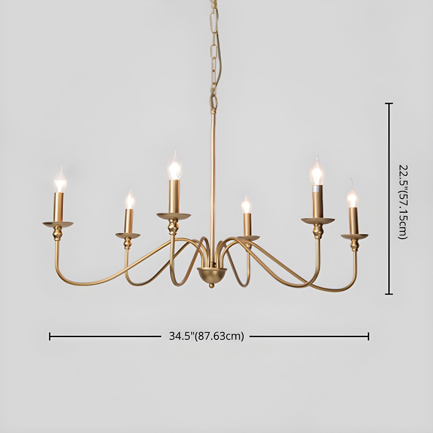 Lustra Chandelier Gold Candle Curved Arms-Neutral Decor