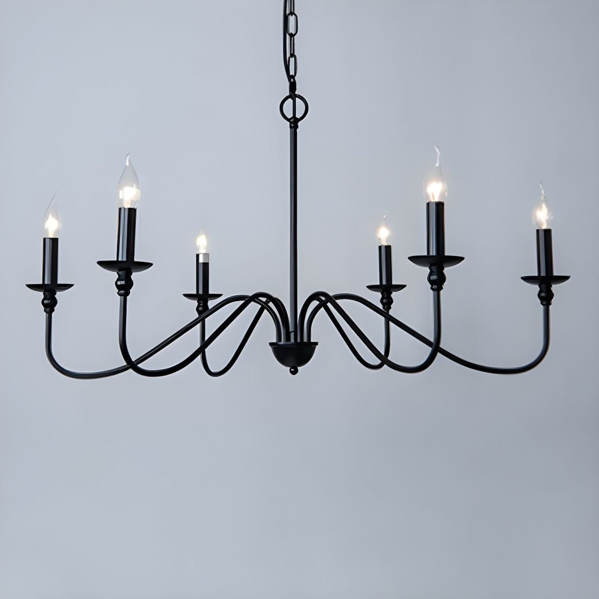Lustra Chandelier Gold Candle Curved Arms-Neutral Decor