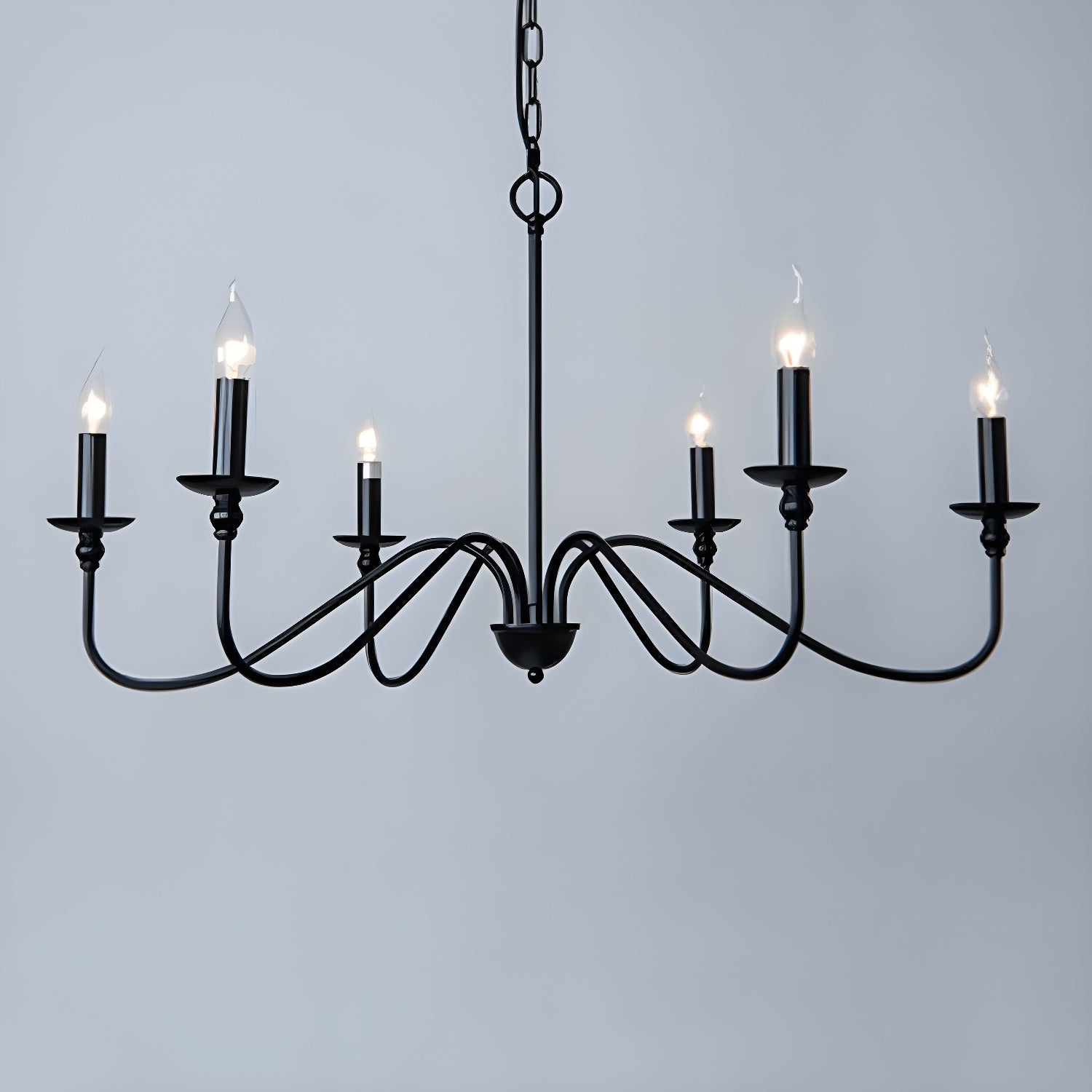 Lustra Chandelier Gold Candle Curved Arms-Neutral Decor