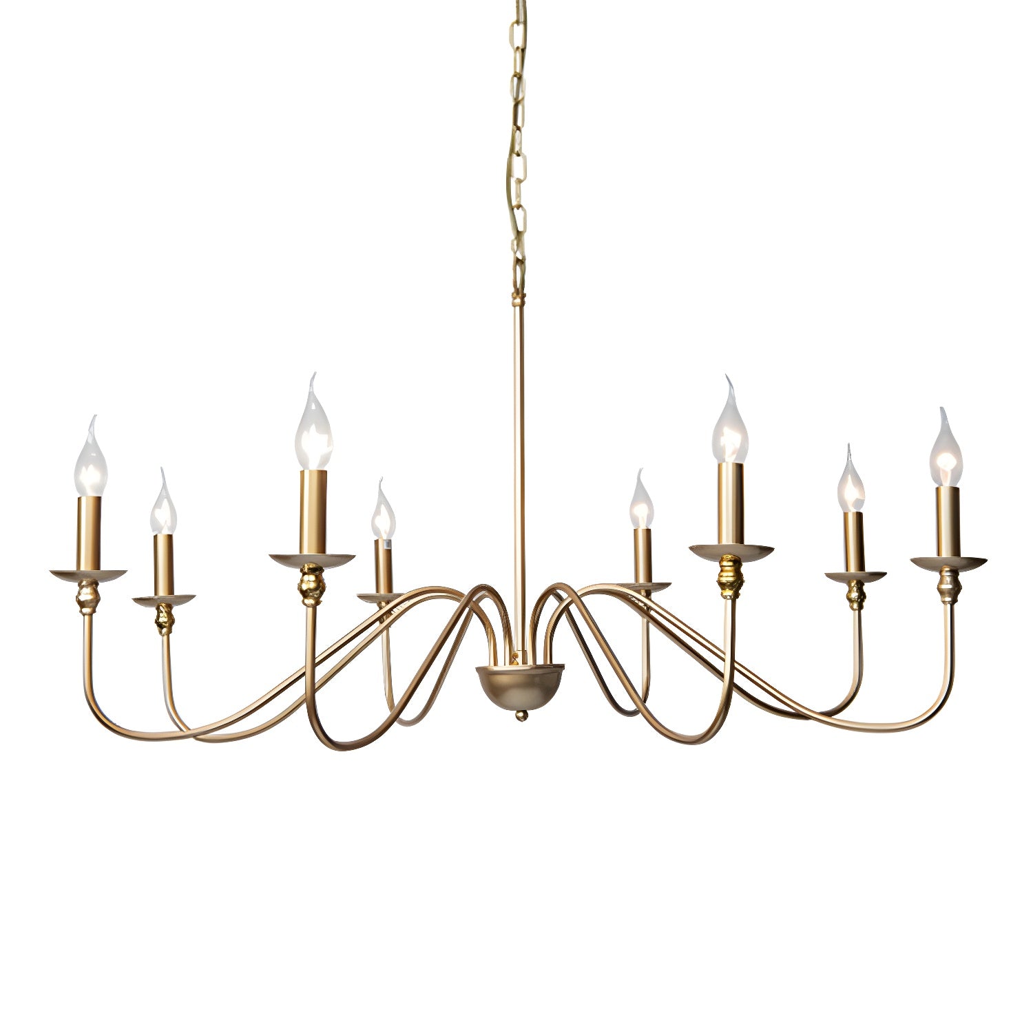 Lustra Chandelier Gold Candle Curved Arms-Neutral Decor