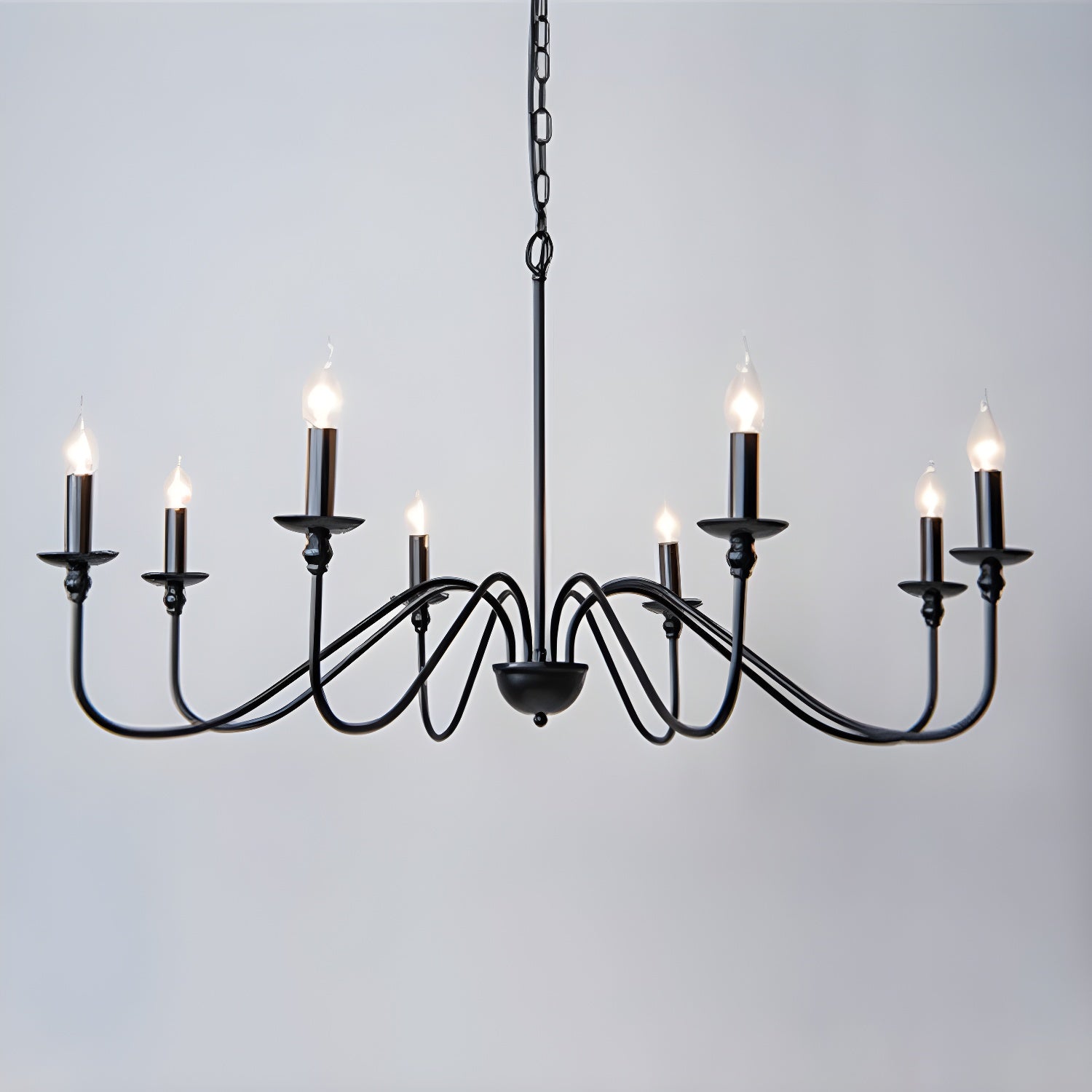 Lustra Chandelier Gold Candle Curved Arms-Neutral Decor