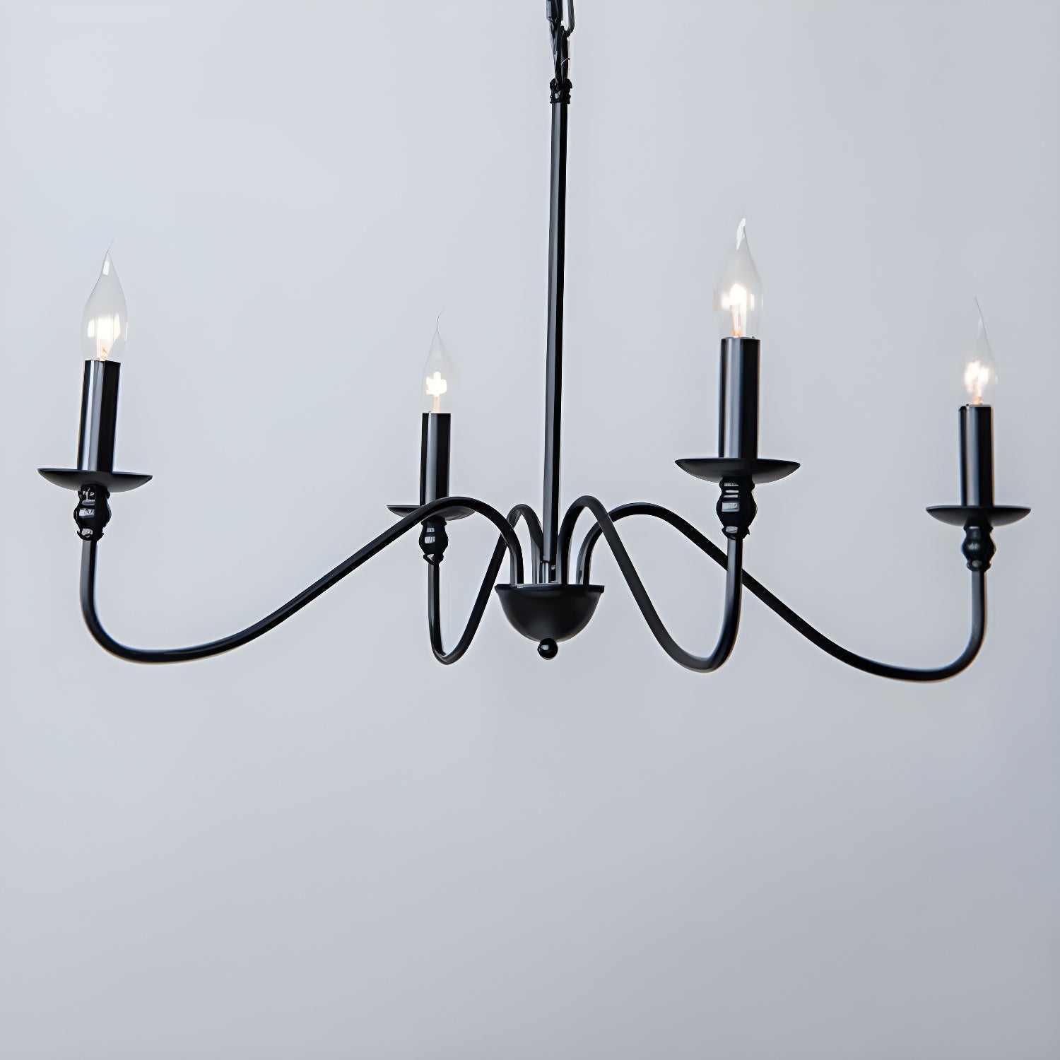 Lustra Chandelier Gold Candle Curved Arms-Neutral Decor