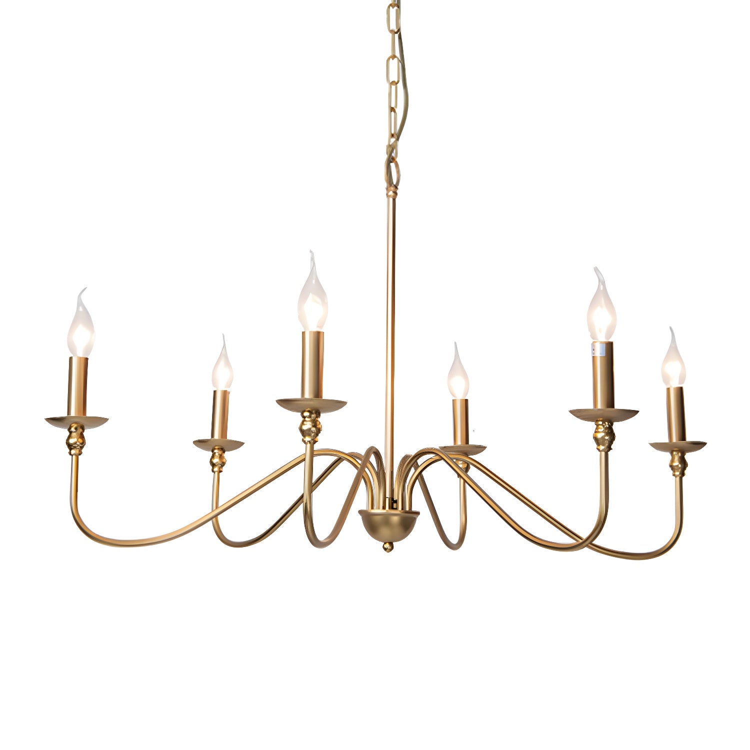 Lustra Chandelier Gold Candle Curved Arms-Neutral Decor