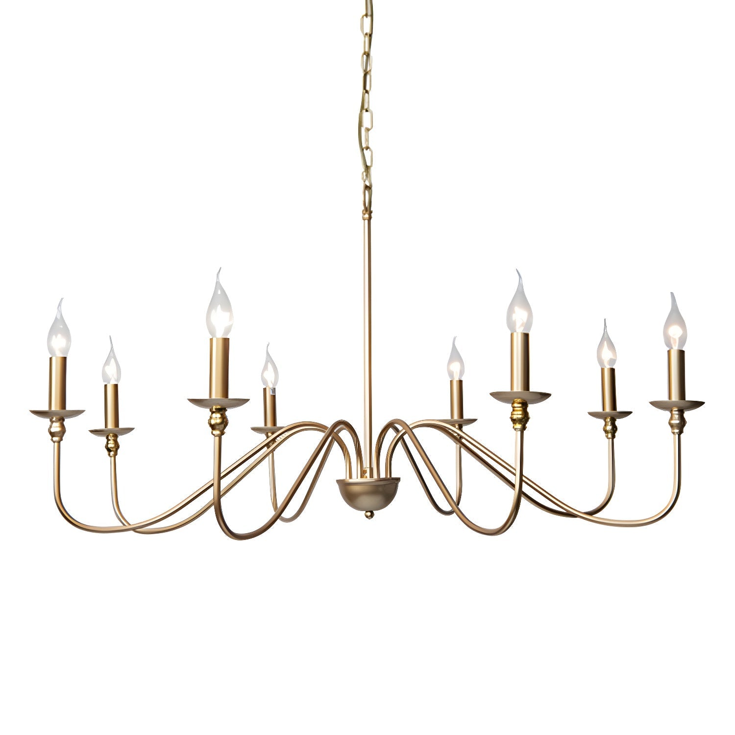 Lustra Chandelier Gold Candle Curved Arms-Neutral Decor
