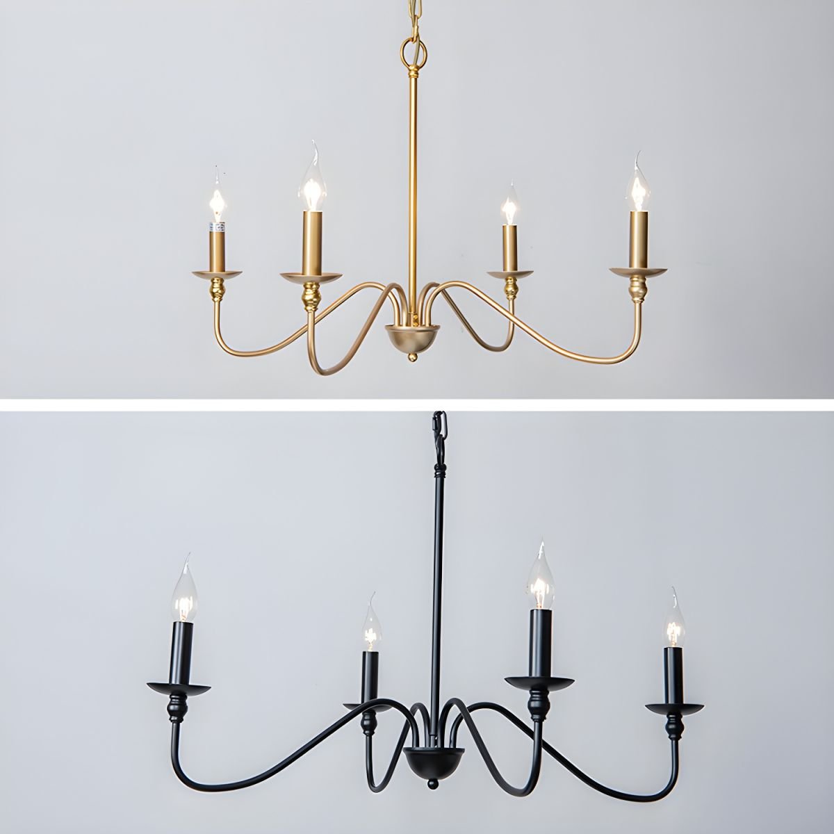 Lustra Chandelier Gold Candle Curved Arms-Neutral Decor