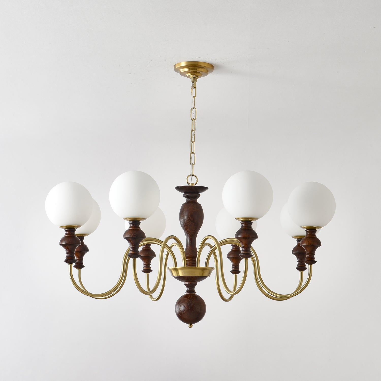 Indris Chandelier Wood & Brass Timeless Globe-Neutral Decor