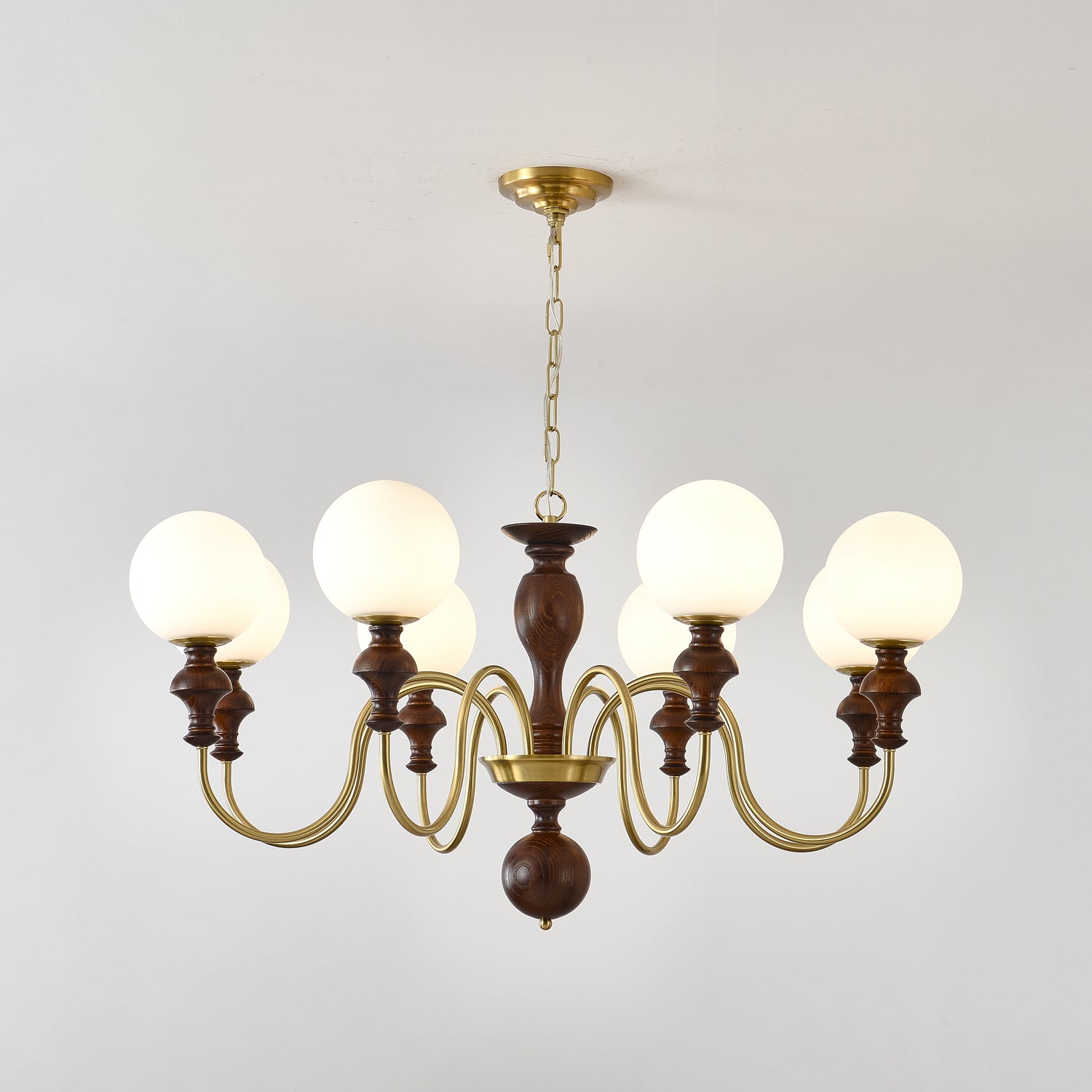 Indris Chandelier Wood & Brass Timeless Globe-Neutral Decor