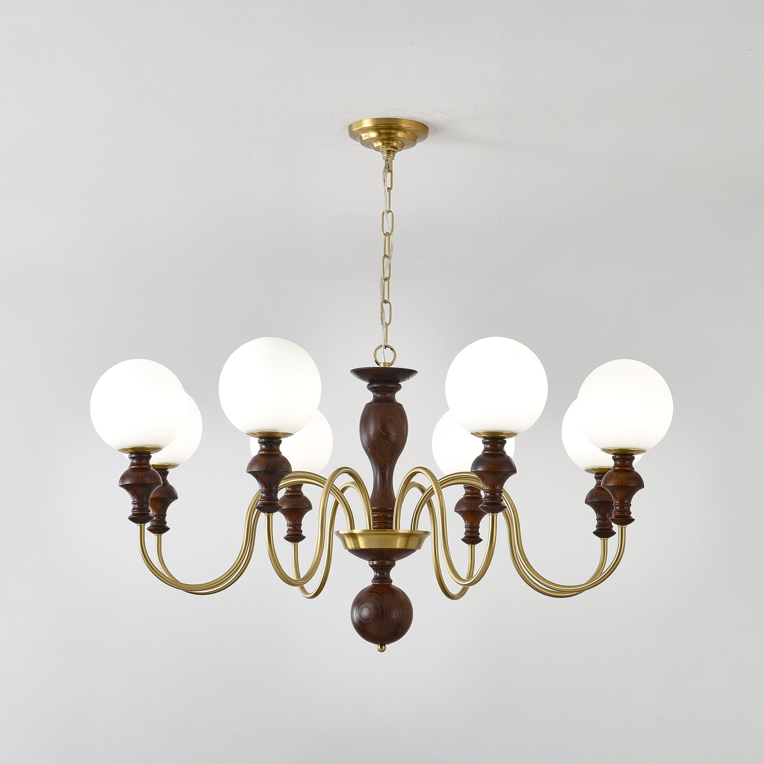 Indris Chandelier Wood & Brass Timeless Globe-Neutral Decor