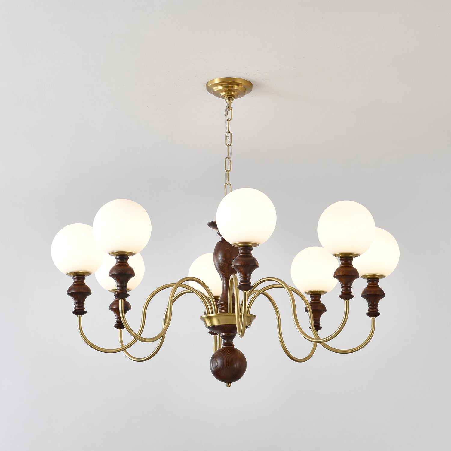 Indris Chandelier Wood & Brass Timeless Globe-Neutral Decor