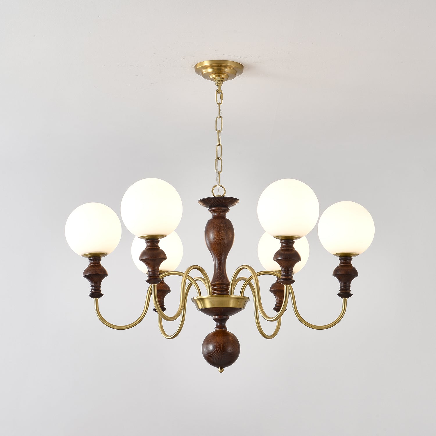 Indris Chandelier Wood & Brass Timeless Globe-Neutral Decor