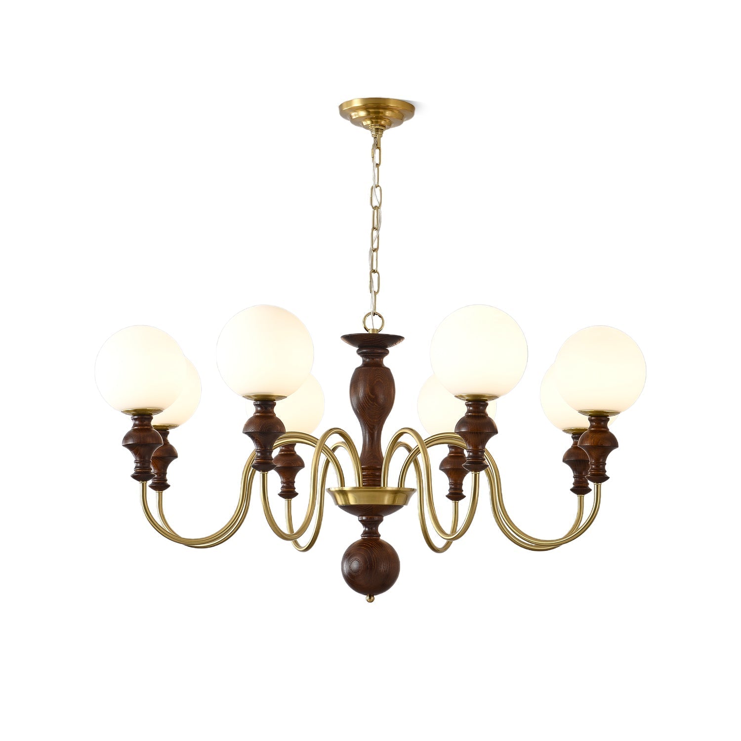 Indris Chandelier Wood & Brass Timeless Globe-Neutral Decor