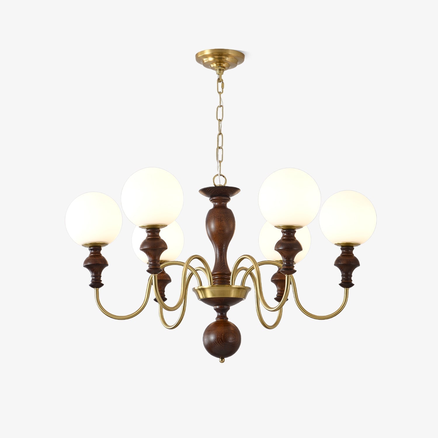 Indris Chandelier Wood & Brass Timeless Globe-Neutral Decor
