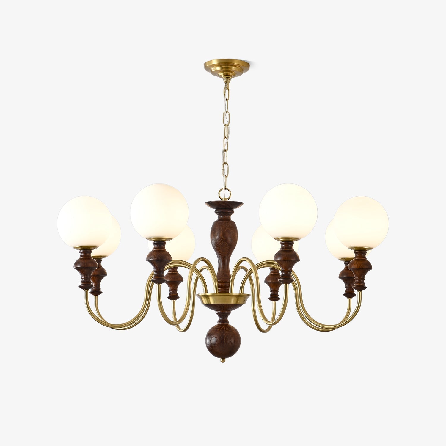 Indris Chandelier Wood & Brass Timeless Globe-Neutral Decor