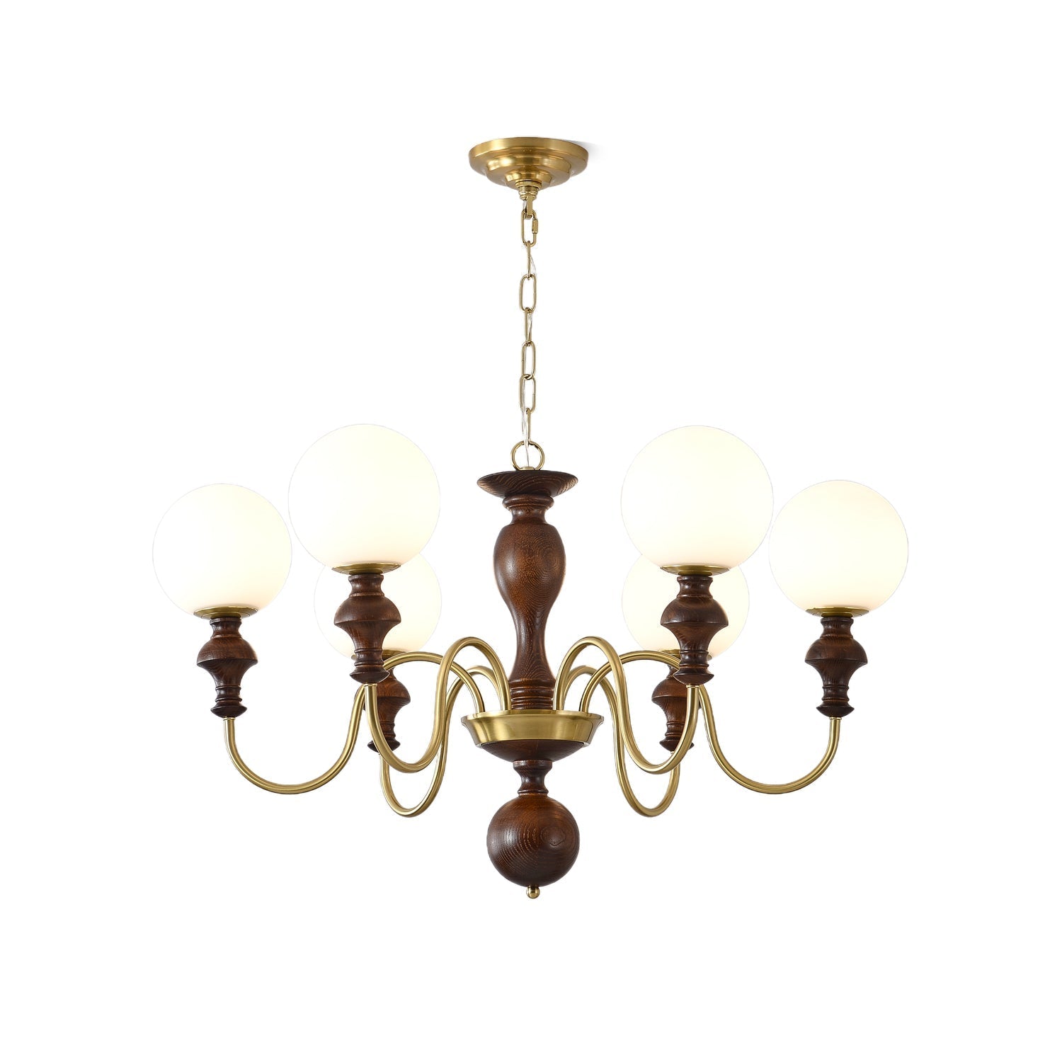 Indris Chandelier Wood & Brass Timeless Globe-Neutral Decor