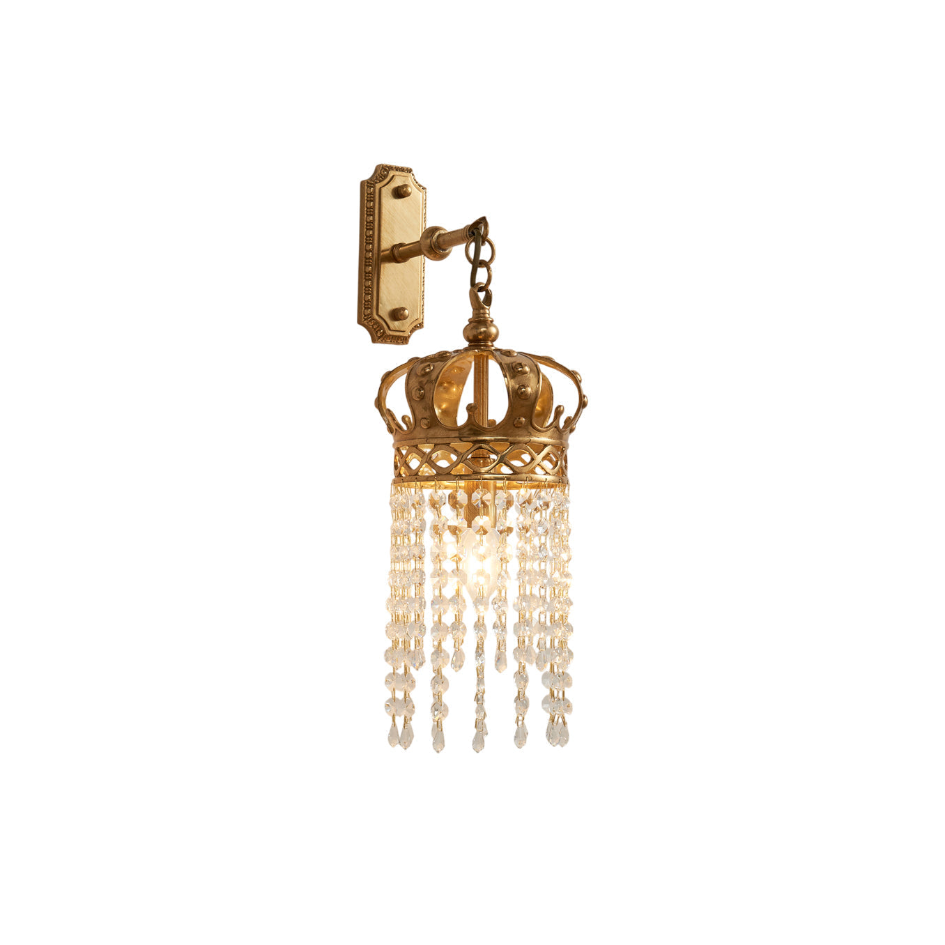 Timon Brass Crown Wall Lamp against a white background.